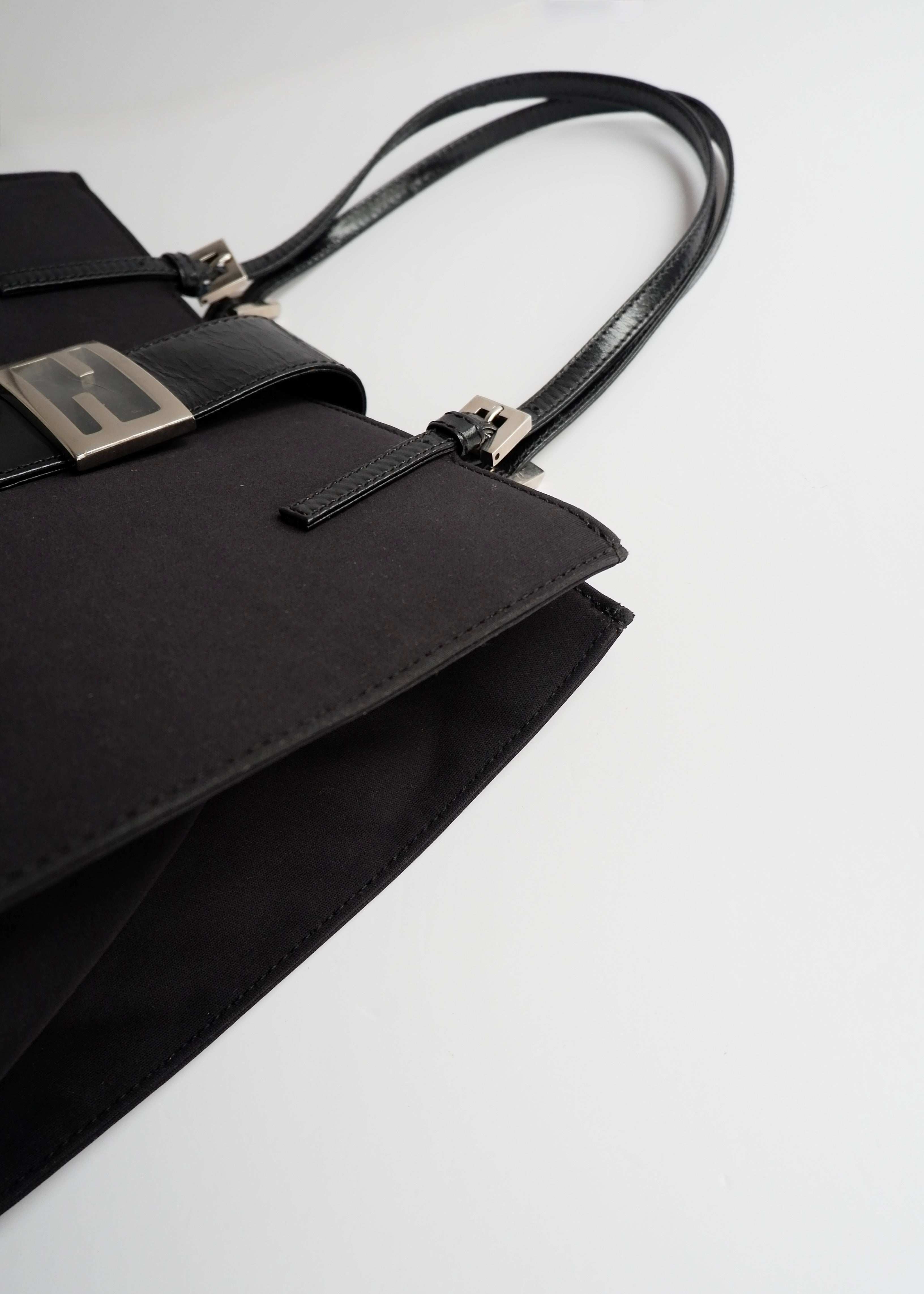 Authentic Preowned Fendi Black Fabric FF Logo Shoulder Bag