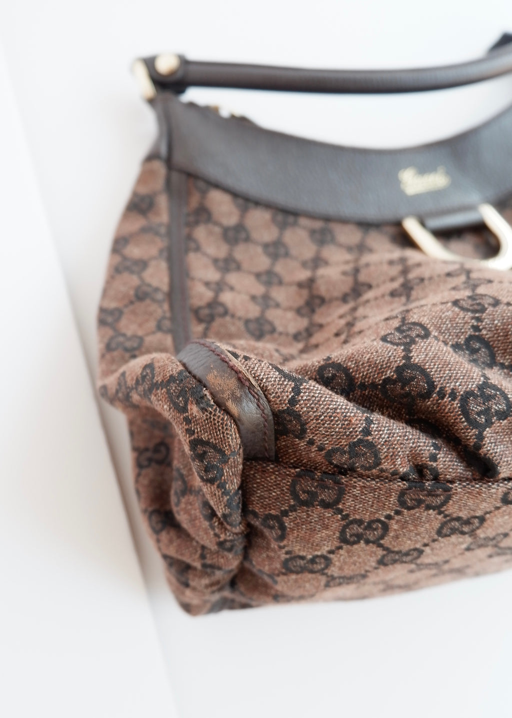 Authentic Preowned Gucci Brown GG Canvas/ Leather Hobo Shoulder Bag