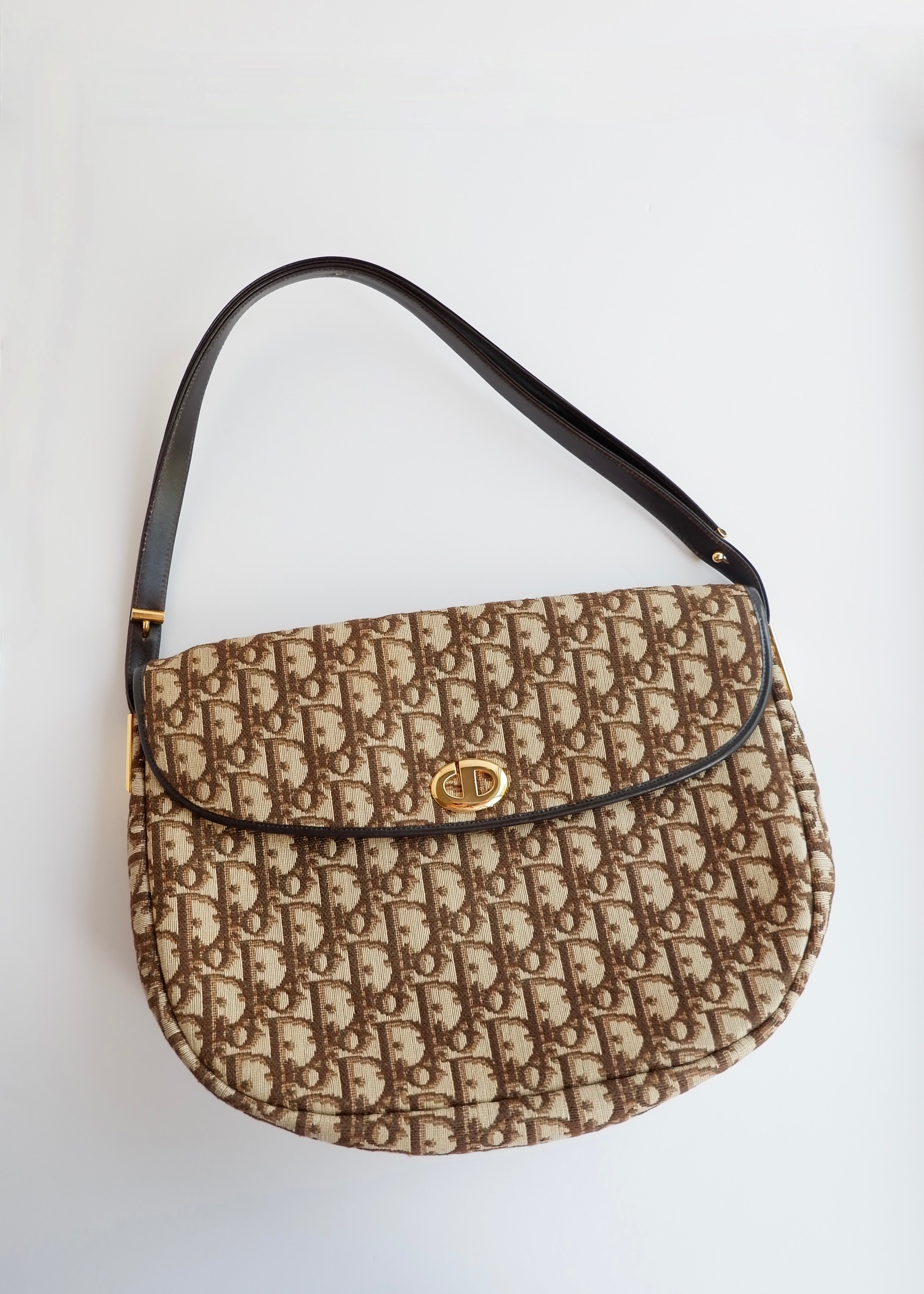 Preowned Vintage Dior Brown Trotter Shoulder Bag