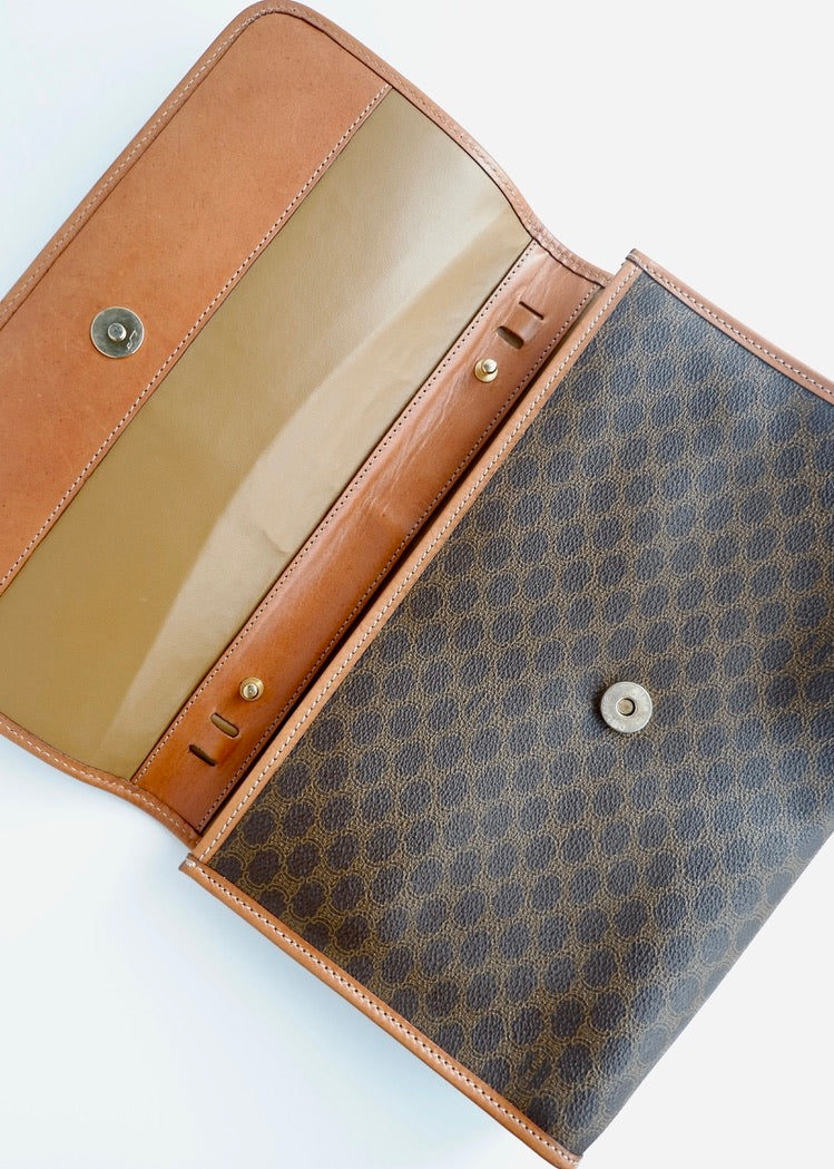 Authentic Preowned Vintage Celine Brown Macadam Clutch