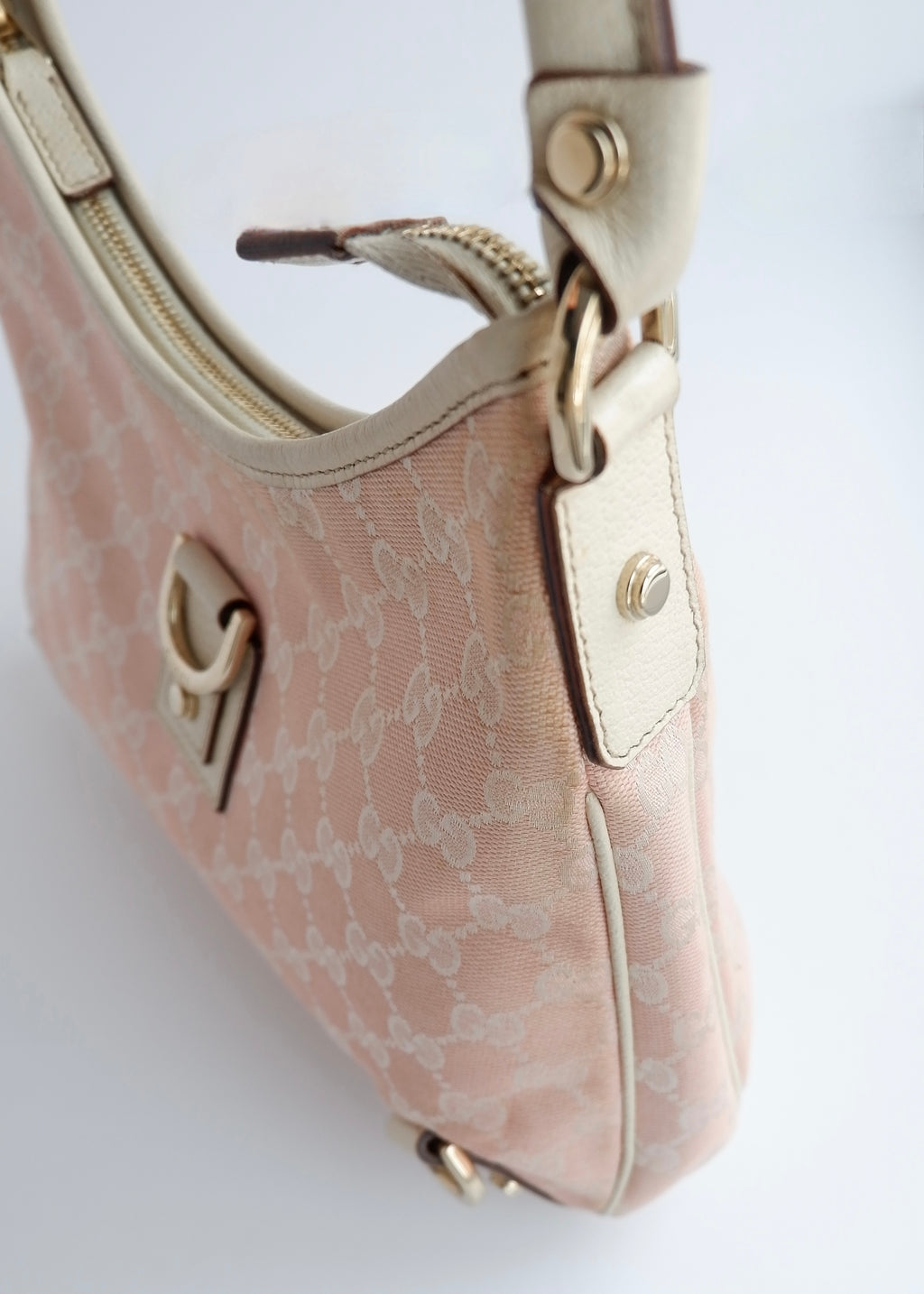 Authentic Preowned Gucci Pink/White GG Canvas Shoulder Bag