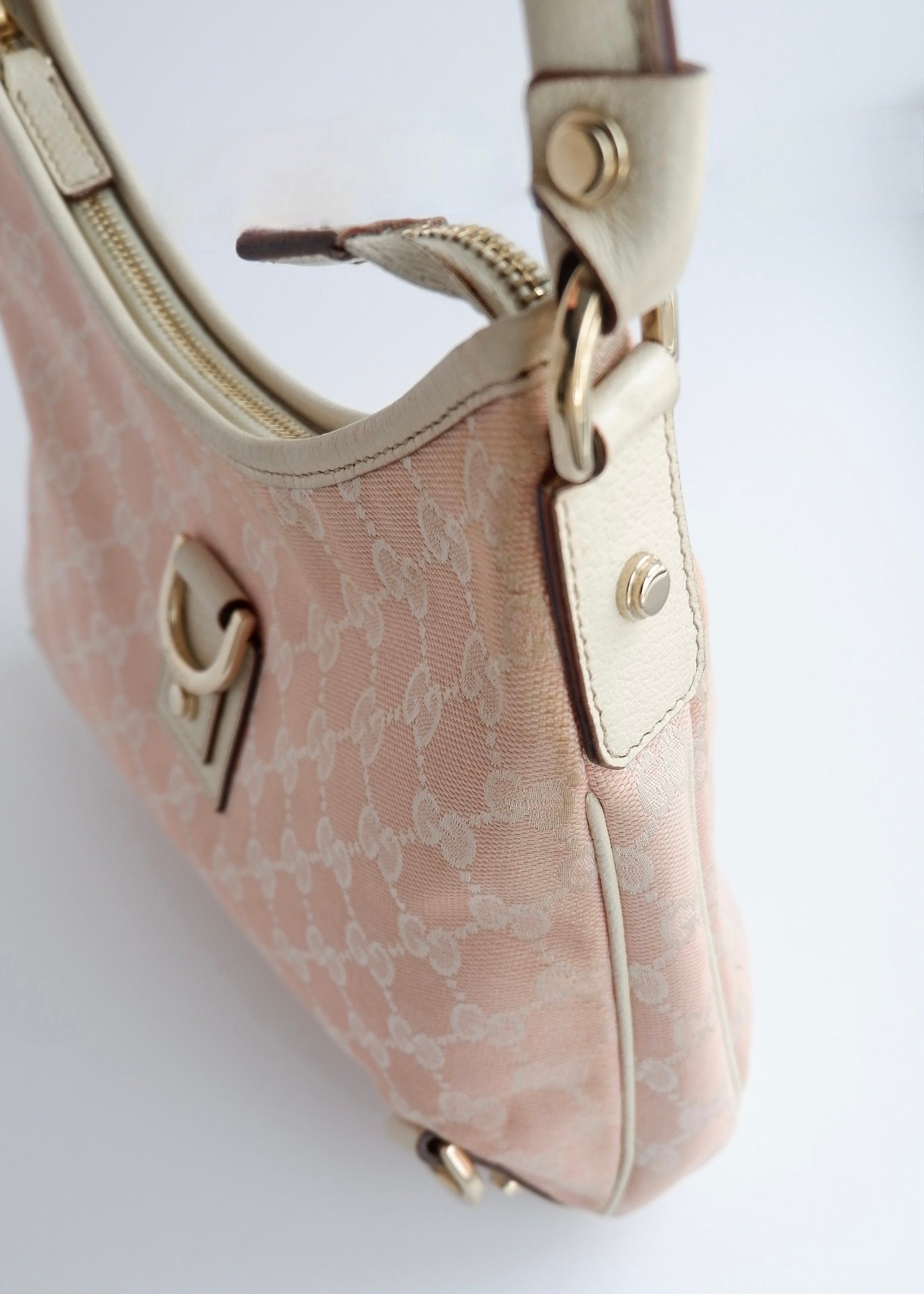 Authentic Preowned Gucci Pink/White GG Canvas Shoulder Bag