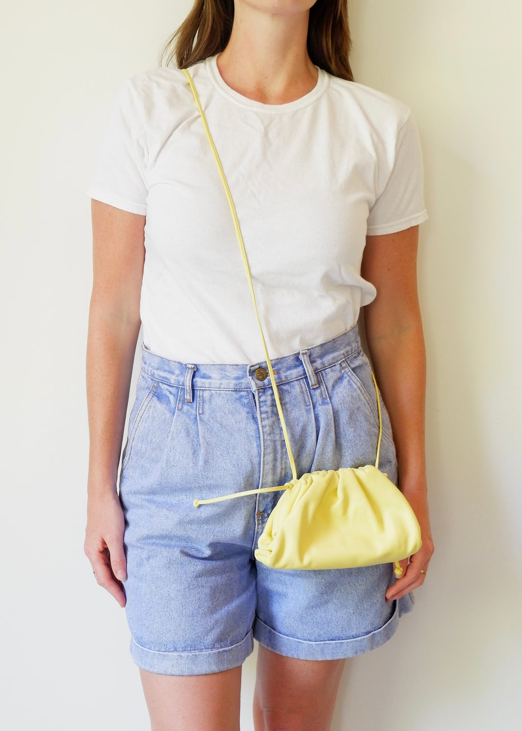 Authentic Preowned Bottega Veneta Yellow Leather Small The Pouch Crossbody