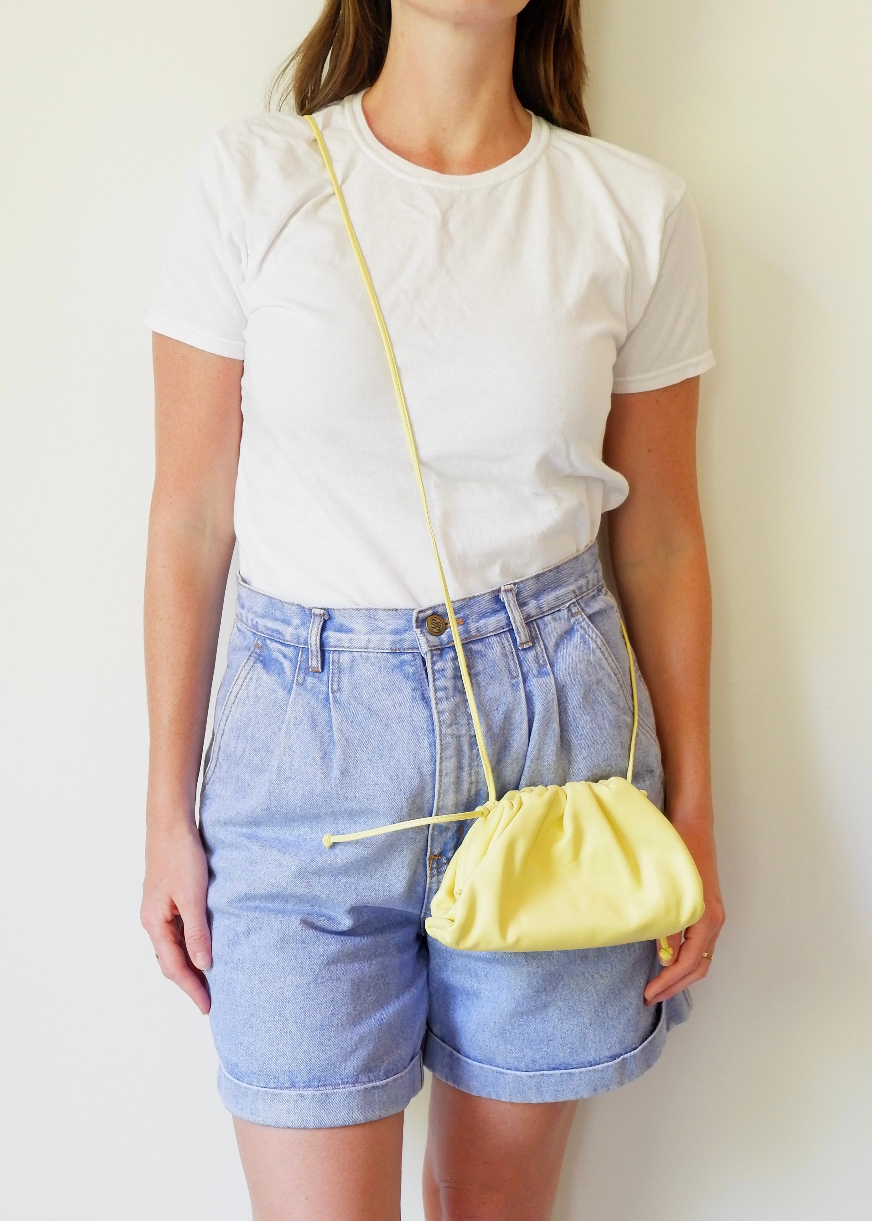 Authentic Preowned Bottega Veneta Yellow Leather Small The Pouch Crossbody