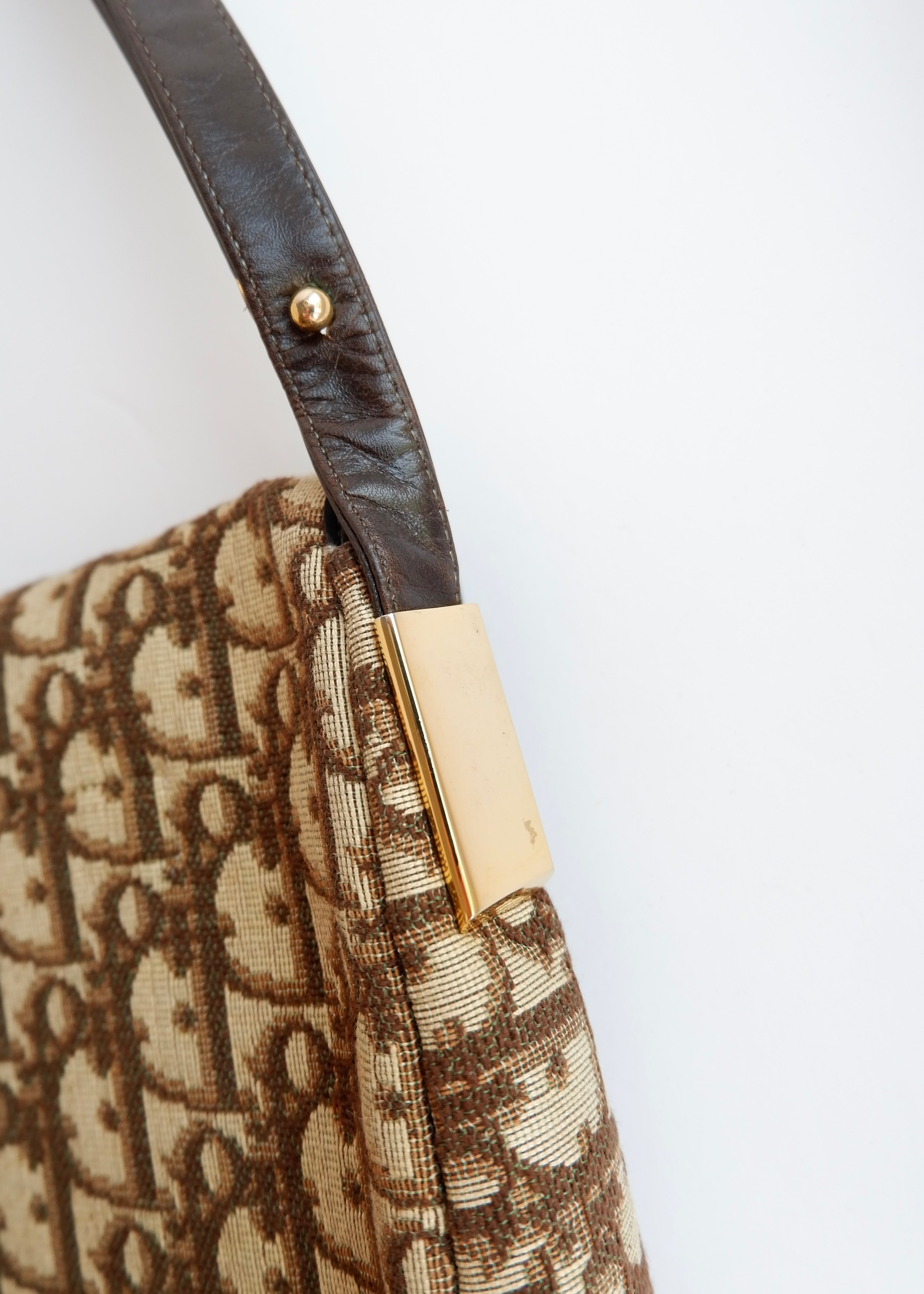 Preowned Vintage Dior Brown Trotter Shoulder Bag