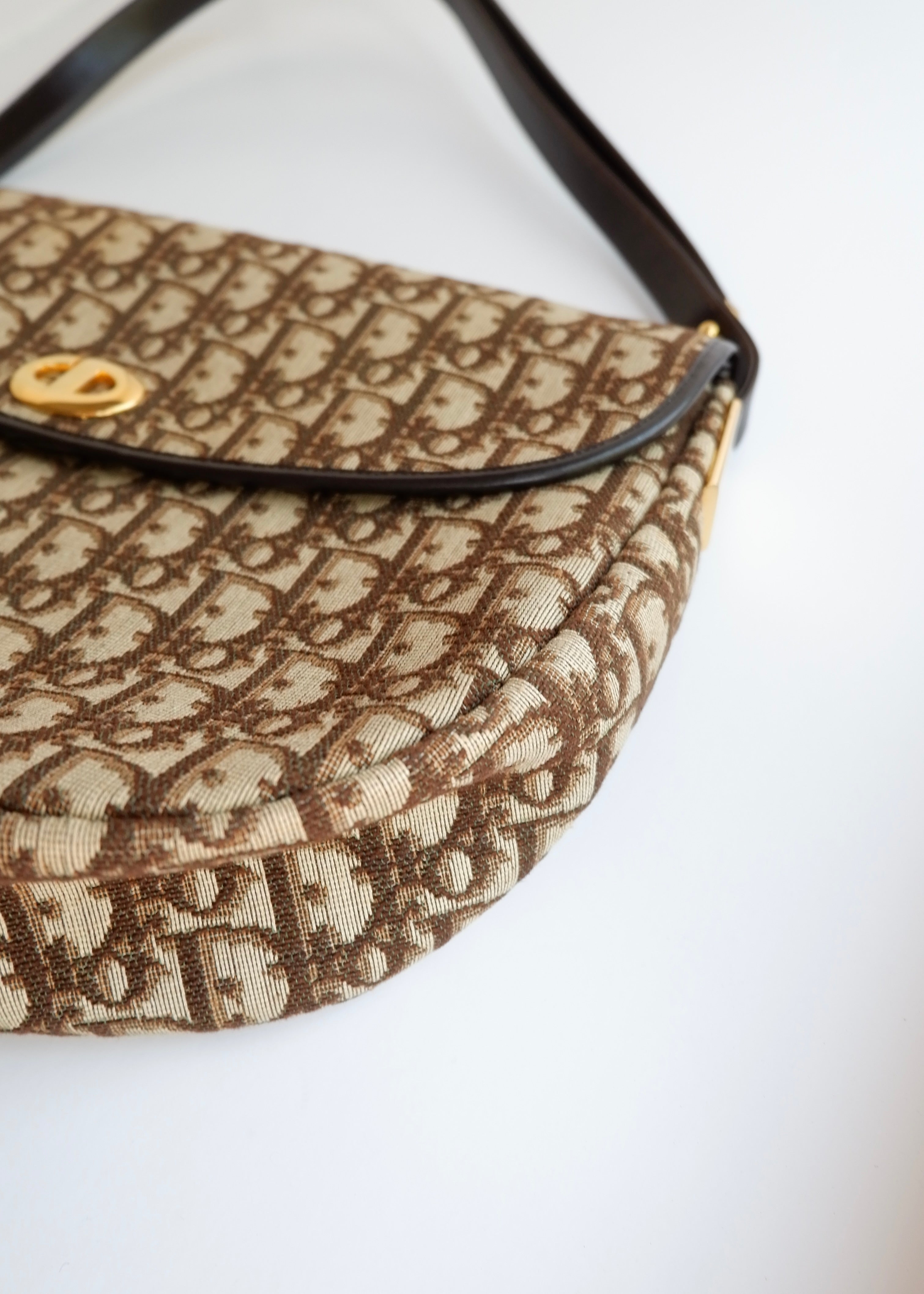 Preowned Vintage Dior Brown Trotter Shoulder Bag