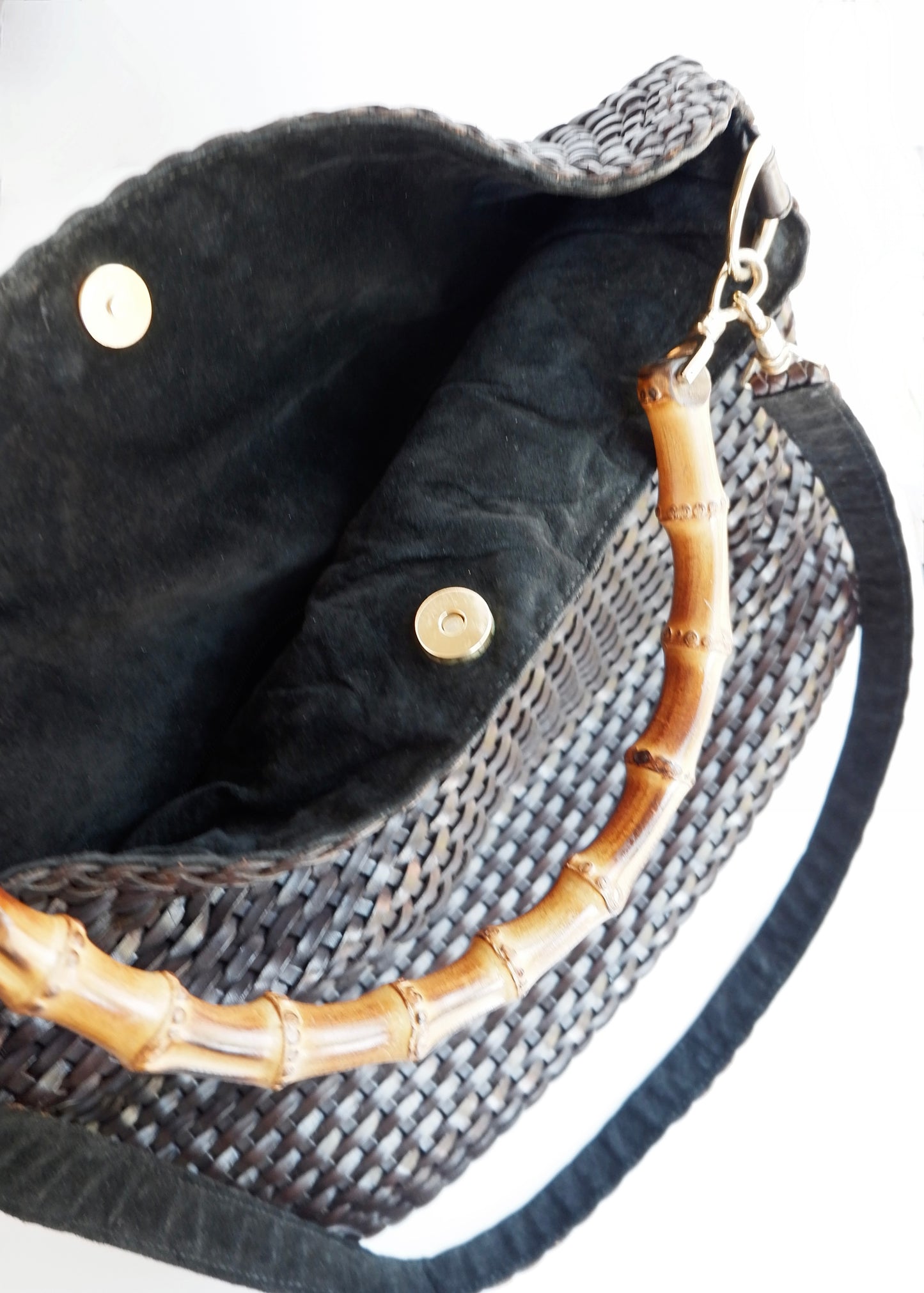 Authentic Preowned Gucci Brown Woven Leather Bamboo Hobo Shoulder Bag