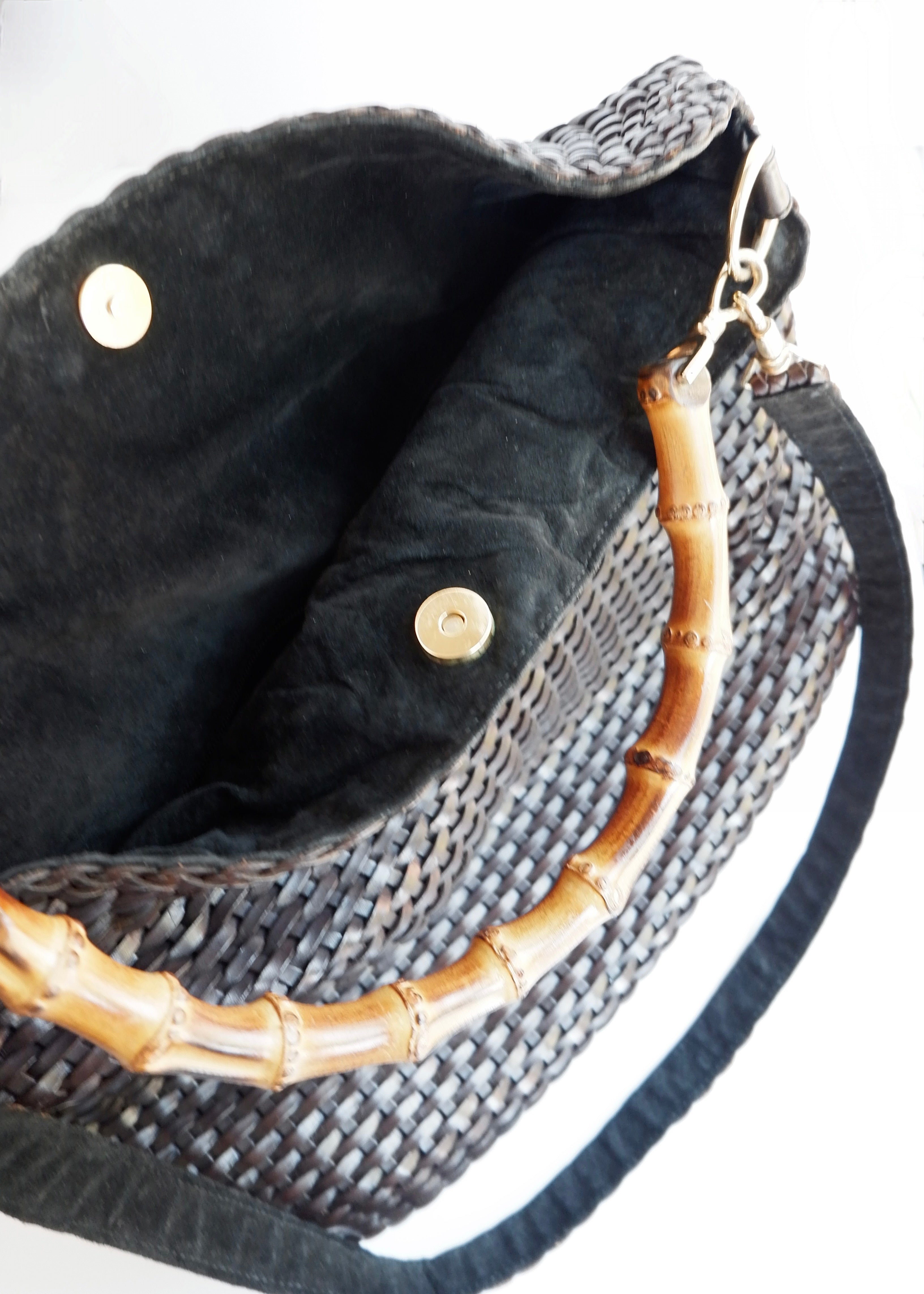 Authentic Preowned Gucci Brown Woven Leather Bamboo Hobo Shoulder Bag