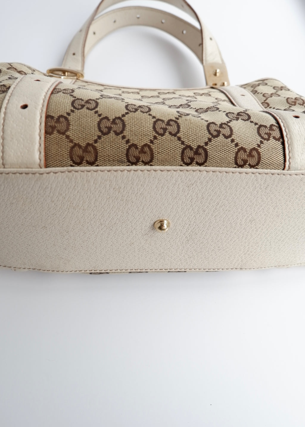 Authentic Preowned Gucci White GG Canvas/Leather Small Shoulder Bag