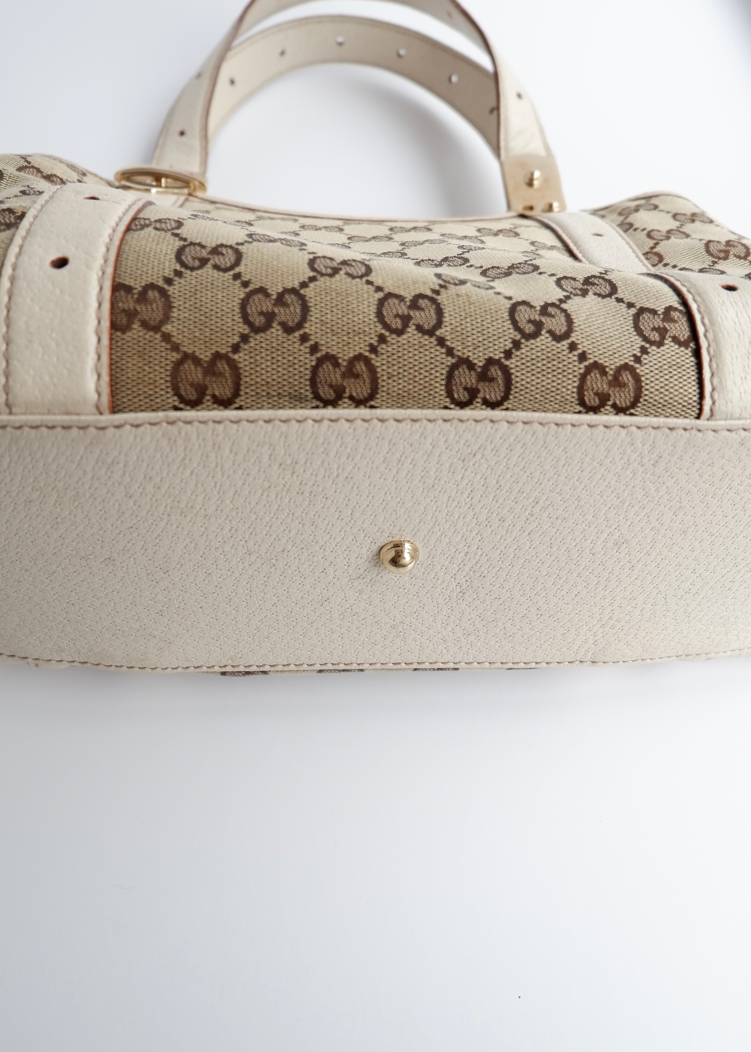 Authentic Preowned Gucci White GG Canvas/Leather Small Shoulder Bag