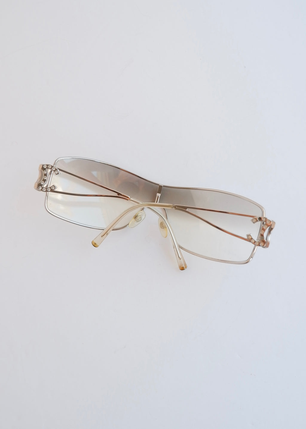 Authentic Preowned Vintage Chanel Transparent Crystal CC Logo Sunglasses