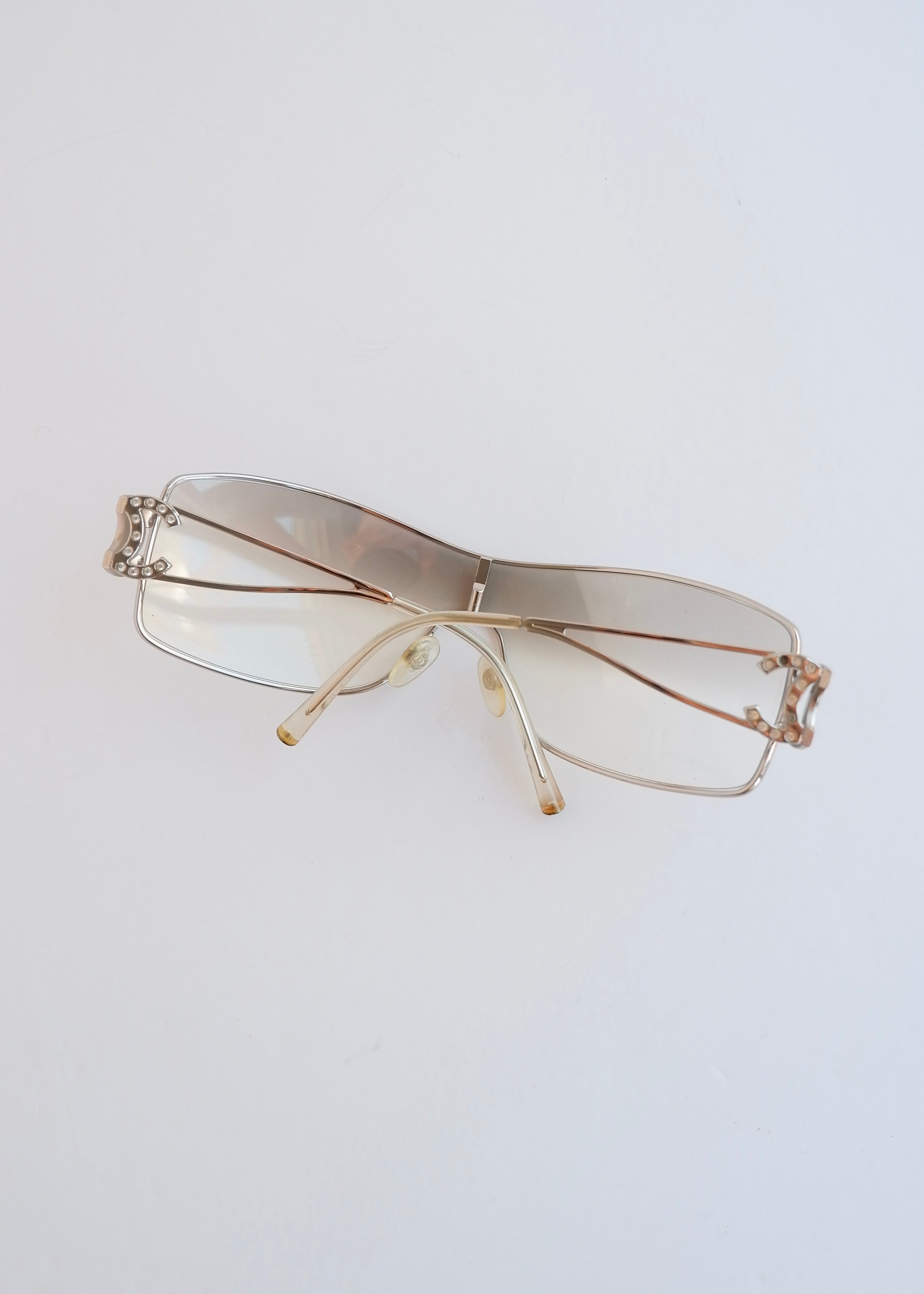 Authentic Preowned Vintage Chanel Transparent Crystal CC Logo Sunglasses