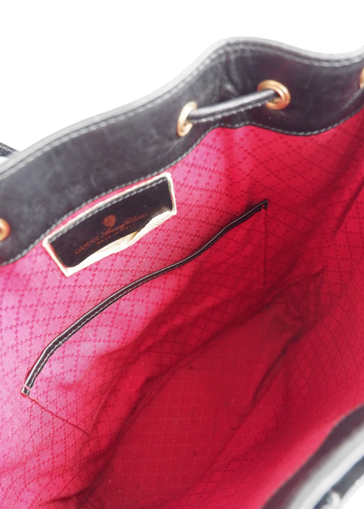 Preowned Gucci Black GG Canvas Drawstring Crossbody Bag