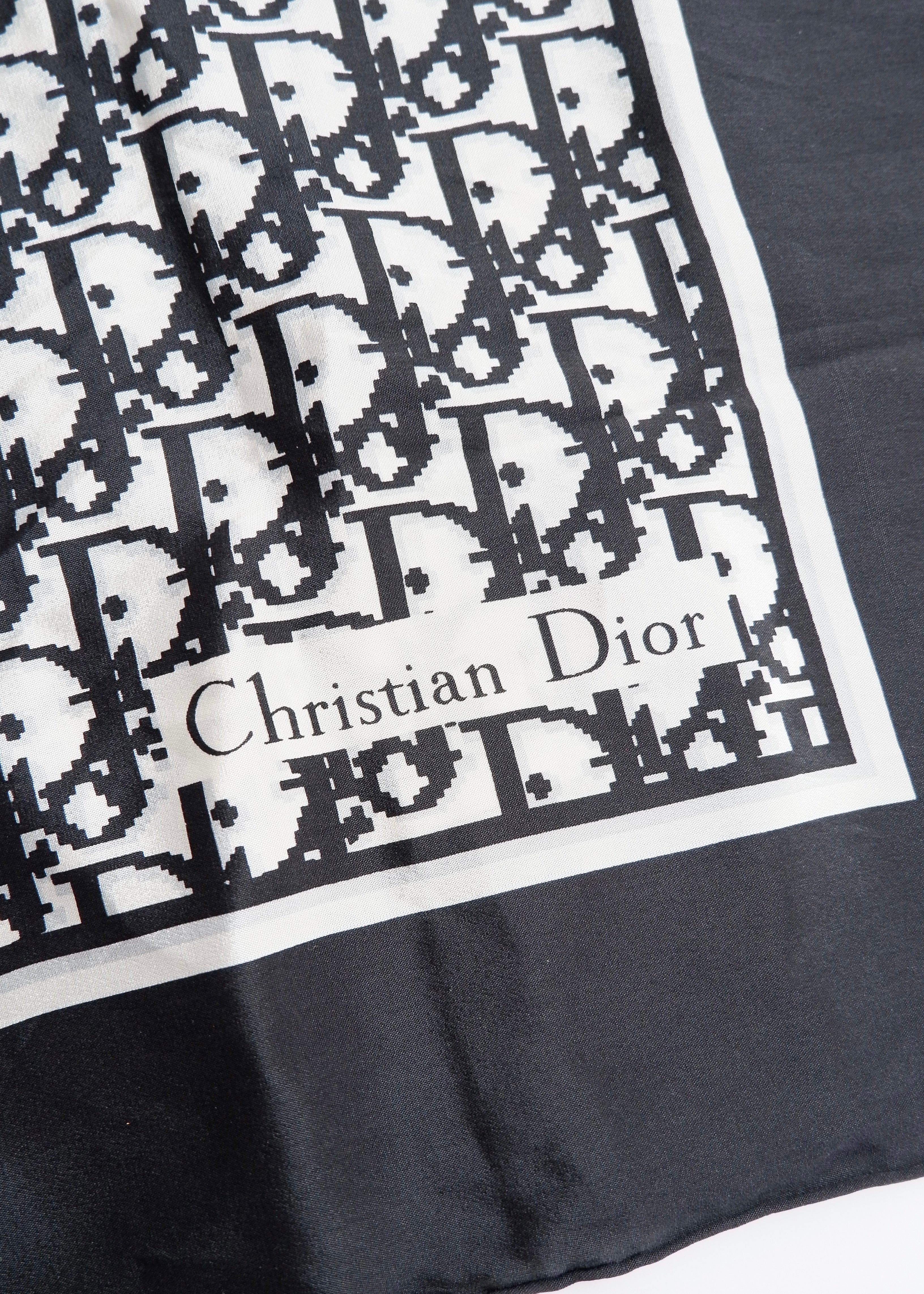 Authentic Preowned Vintage Dior Black/White Trotter Silk Scarf