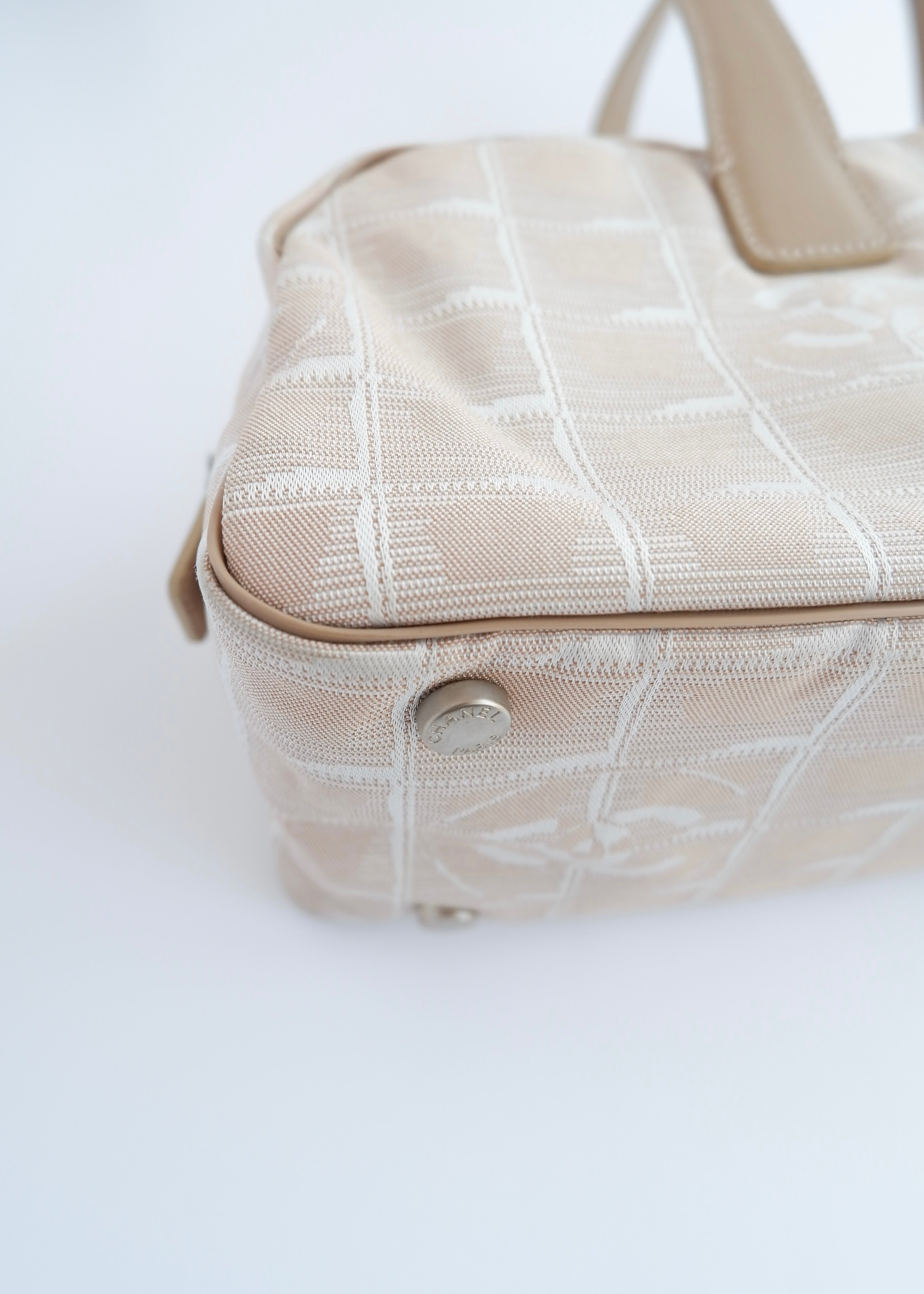 Authentic Preowned Chanel Beige Canvas/Leather New Travel Line Shoulder Bag