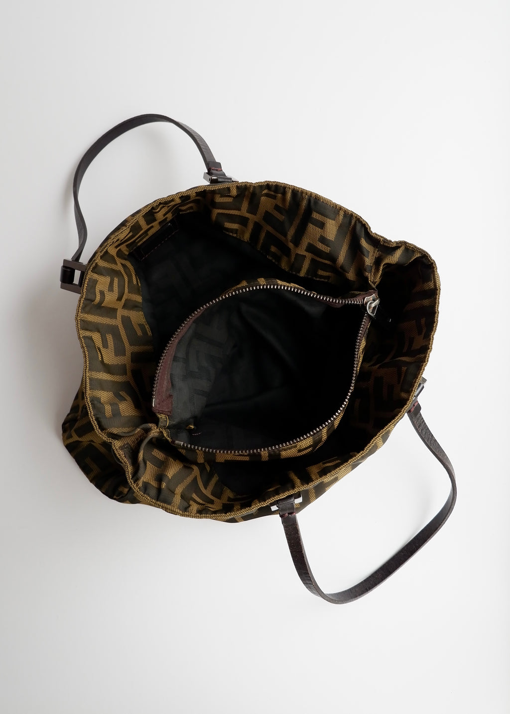 Sac à main Fendi d'occasion authentique vintage en toile Zucca marron