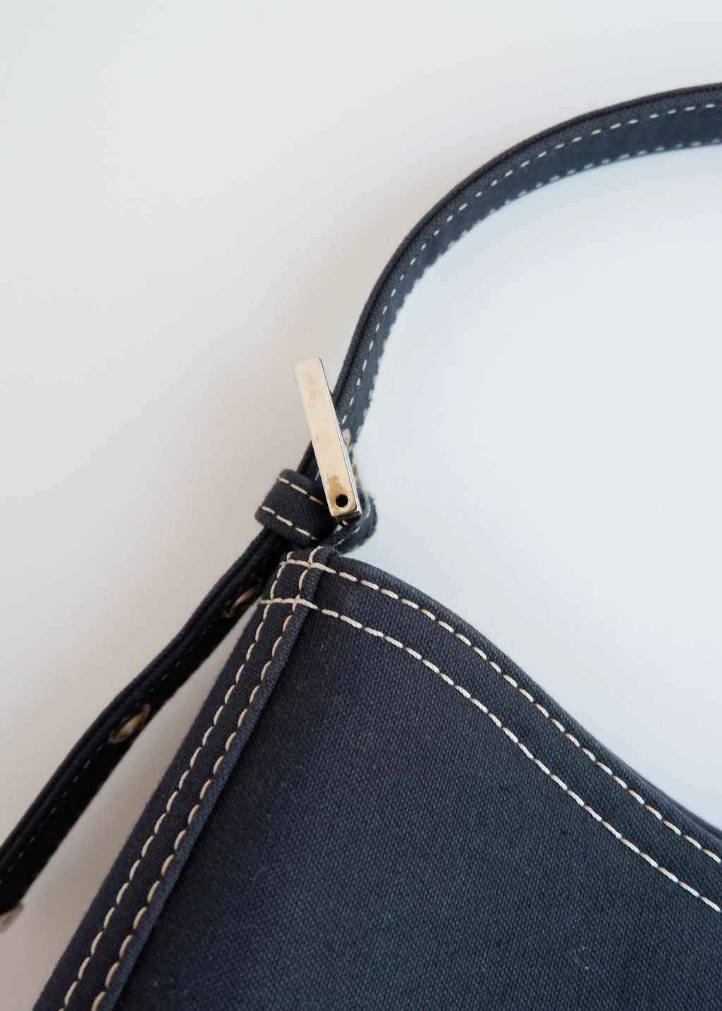 Authentic Preowned Fendi Navy Denim/Canvas Large Shoulder Bag