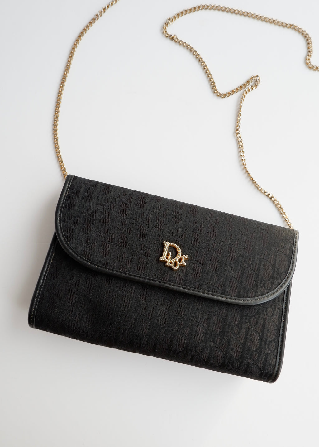 Sac bandoulière vintage Dior Trotter noir chaîne d'occasion Authenti