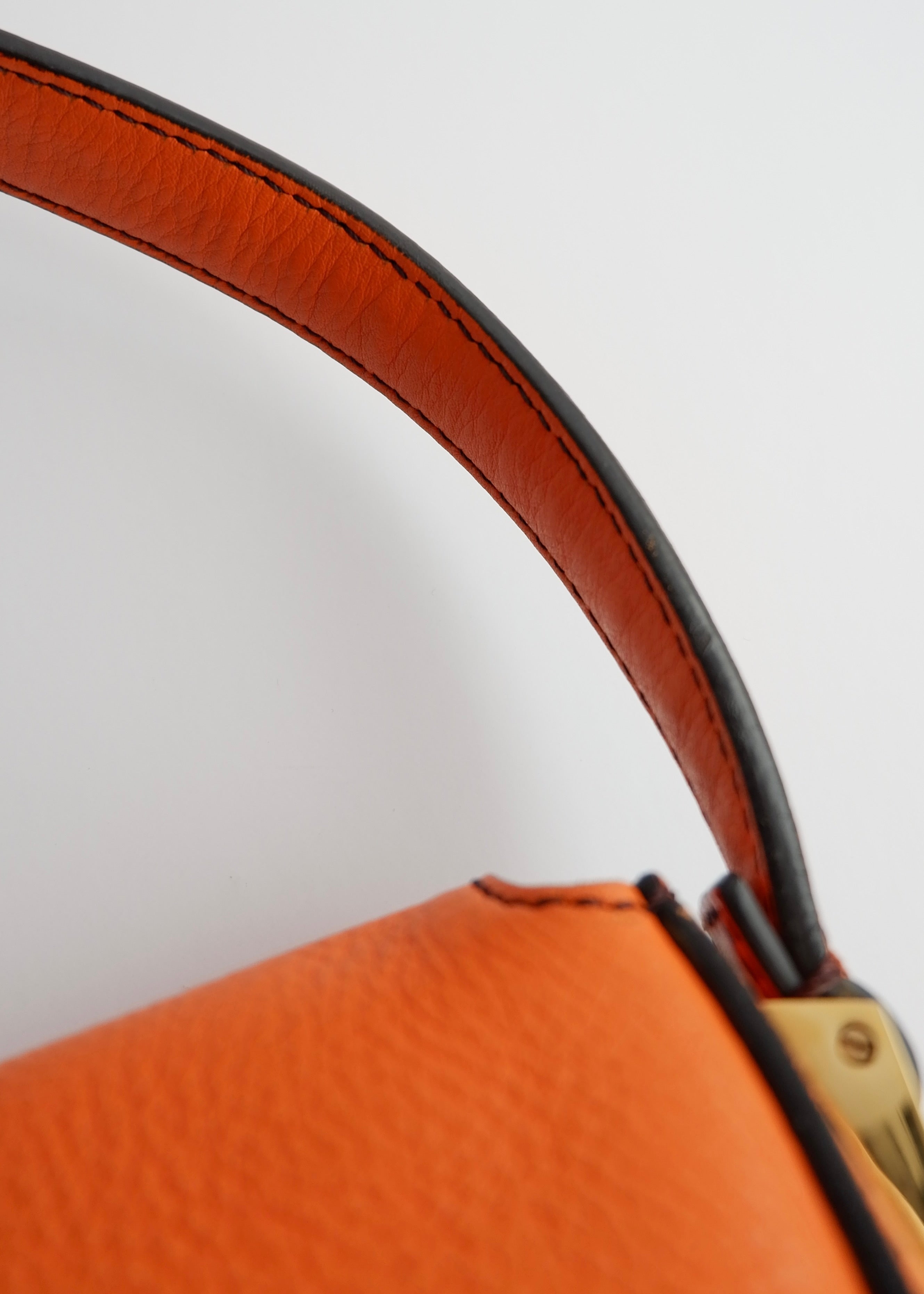 Authentic Preowned Fendi Orange Leather Mamma Baguette