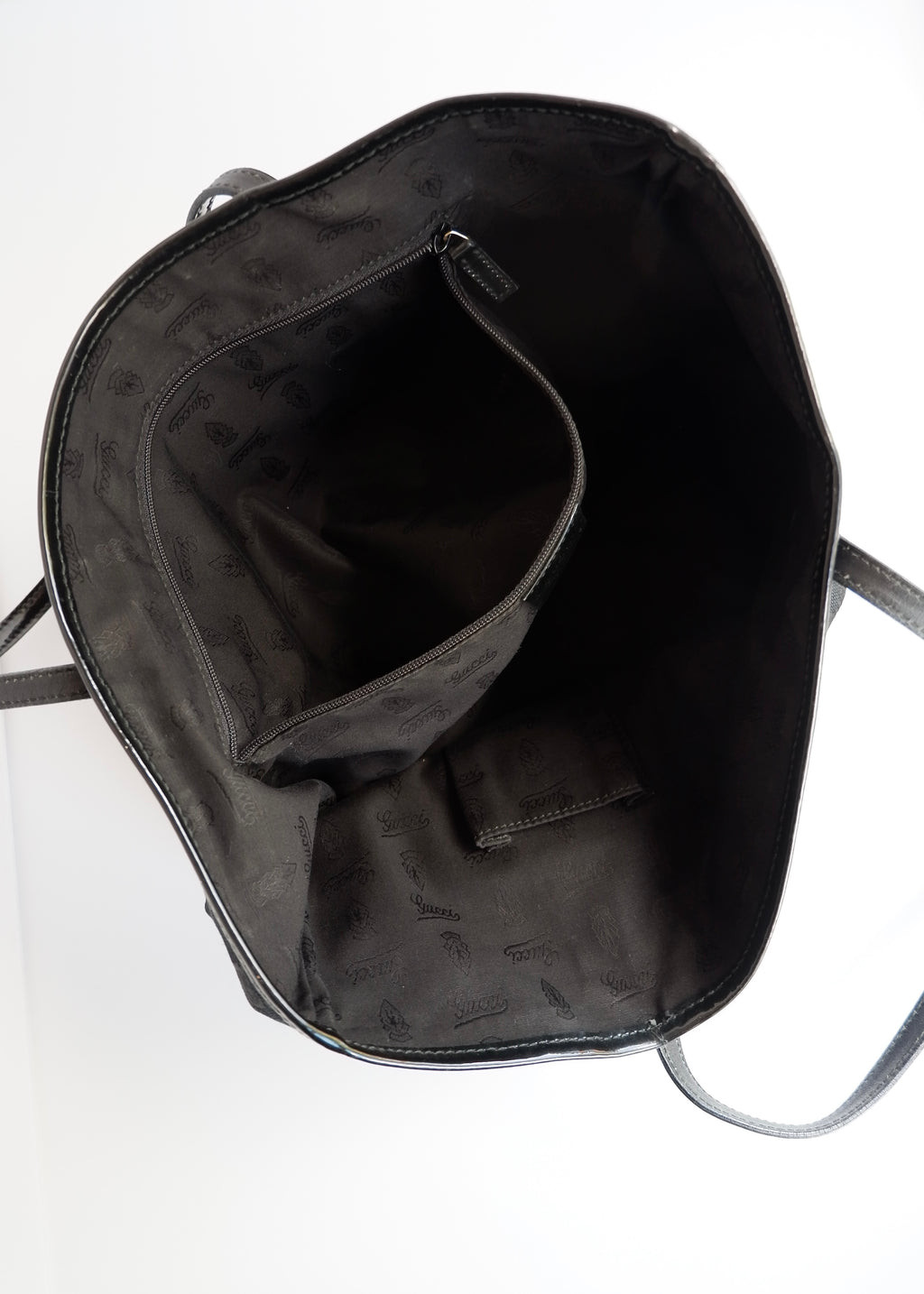 Authentic Preowned Gucci Black GG Canvas/Patent Leather Tote Bag