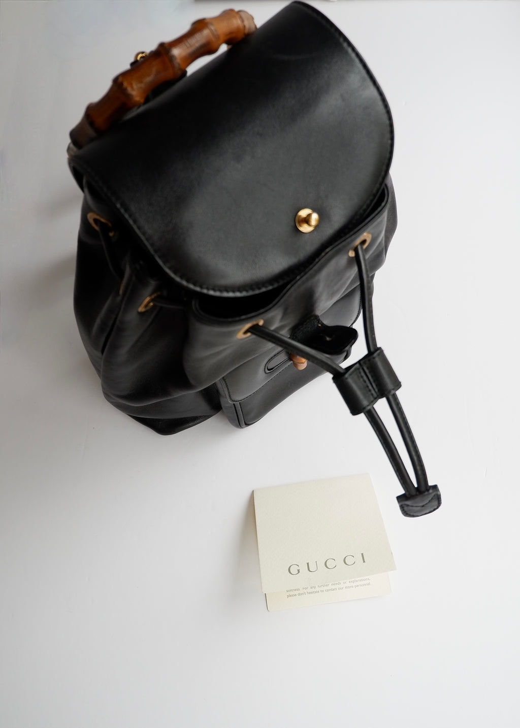 Preowned Gucci Black Leather Bamboo Micro Backpack