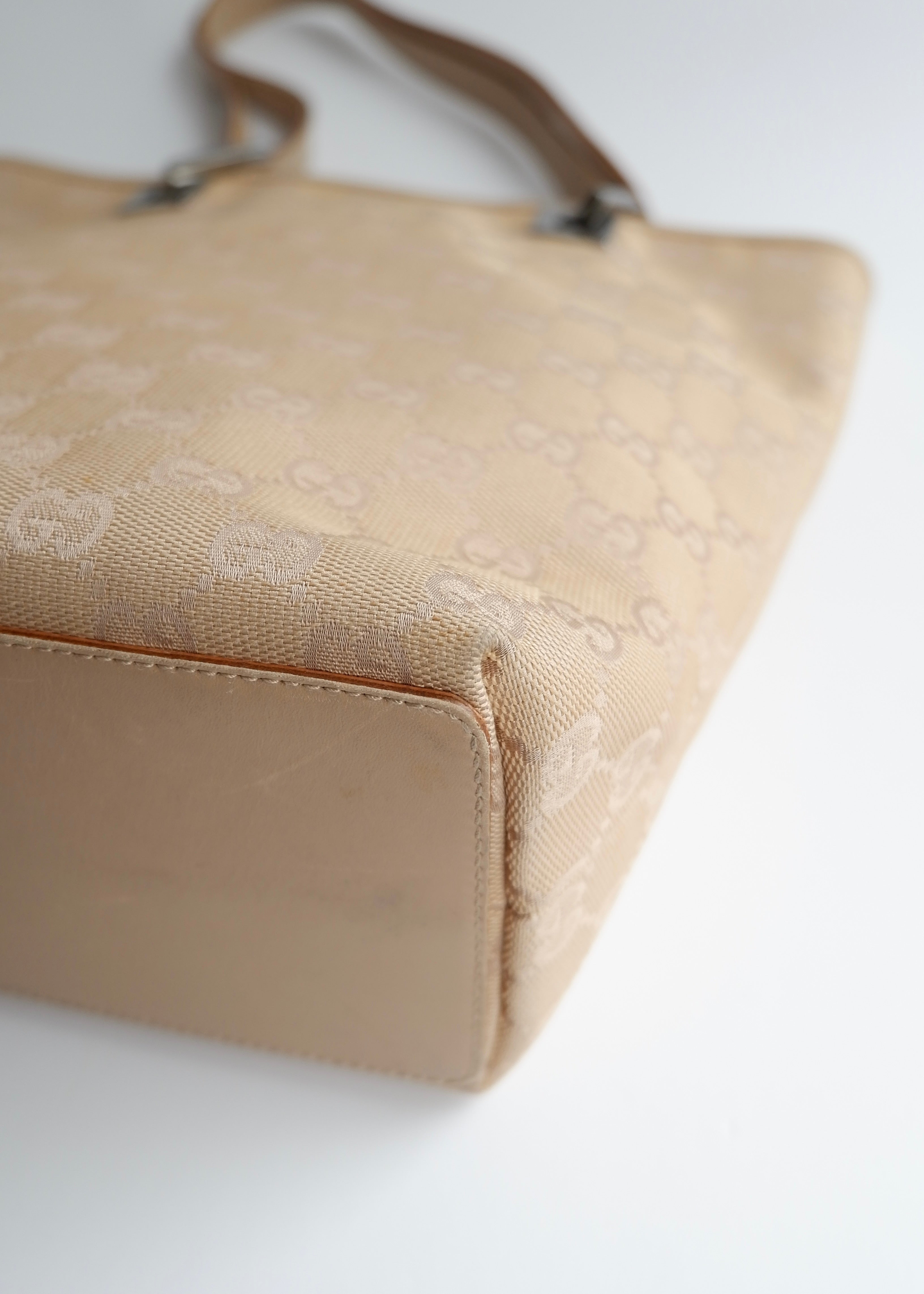 Authentic Preowned Gucci Light Beige GG Canvas Shoulder Tote