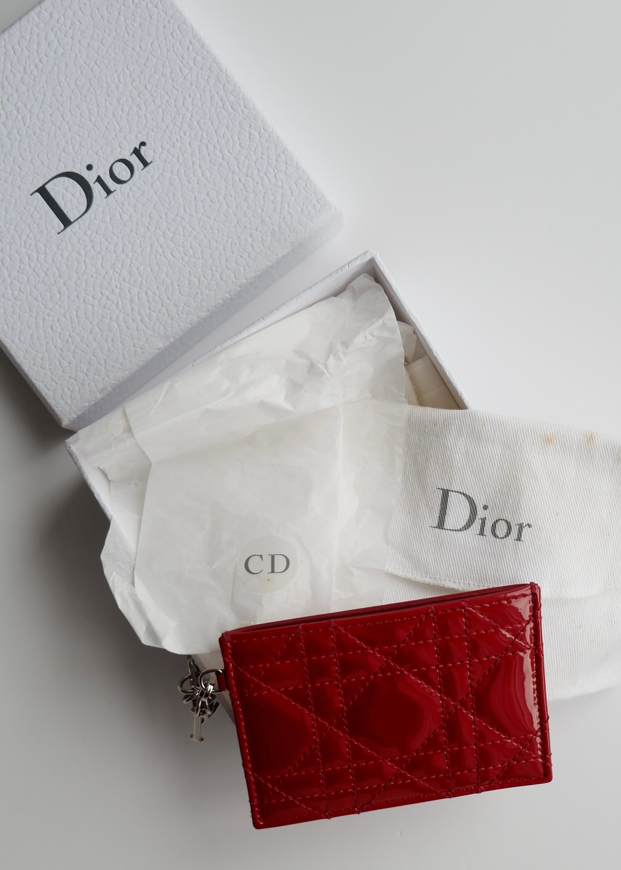 Authentic Preowned Dior Red Patent Leather Card Holder