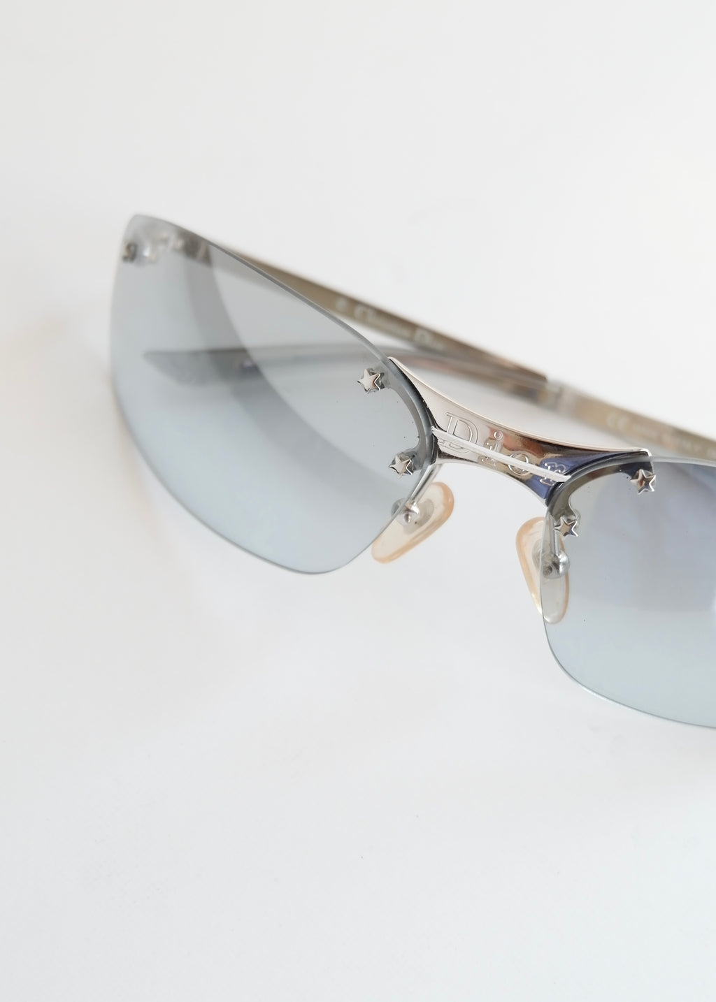 Authentiques Lunettes de Soleil Dior Étoile à Monture Carrée Argentée d'Occasion