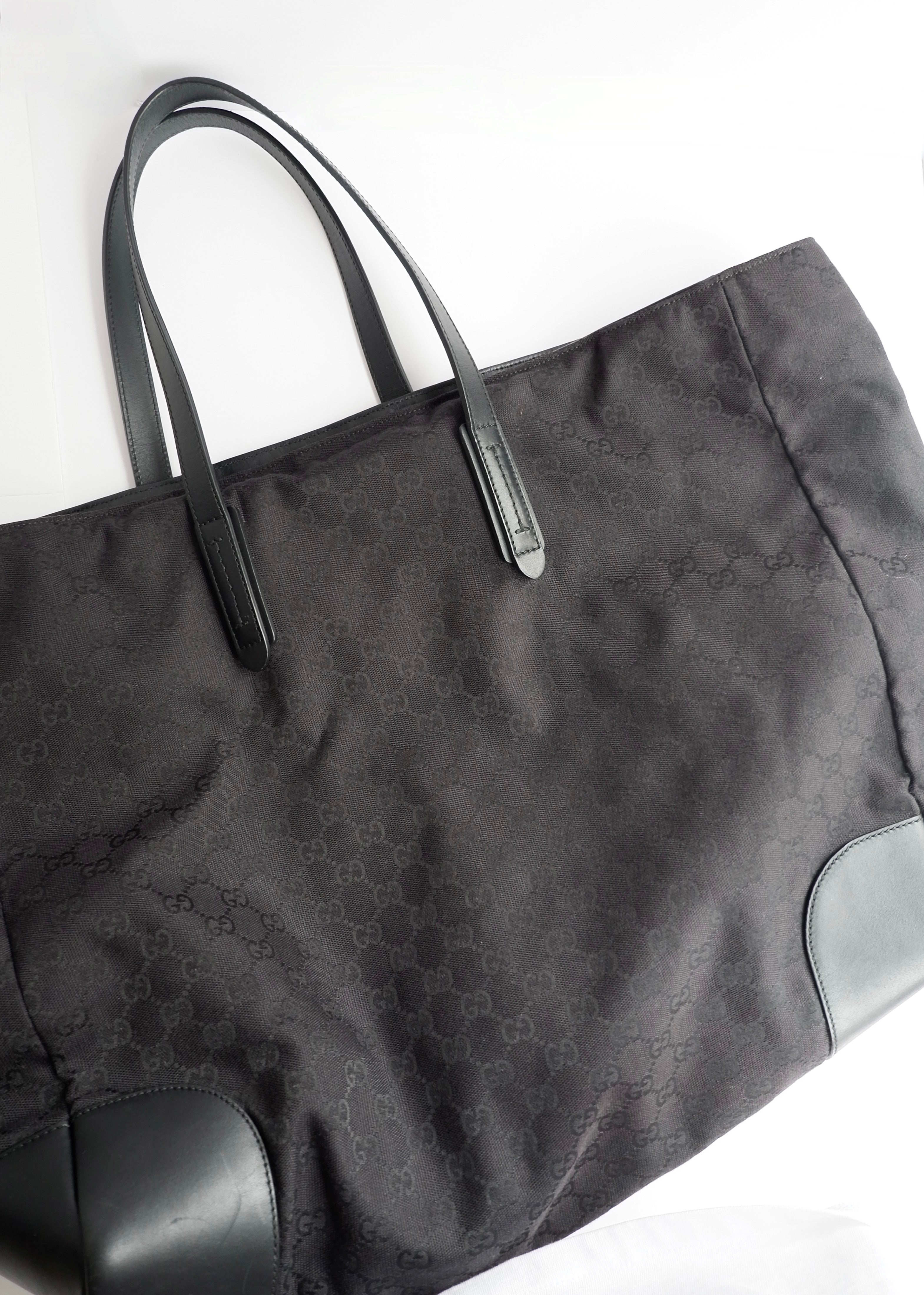 Authentic Preowned Gucci Black GG Canvas Extra Large Shoulder Tote