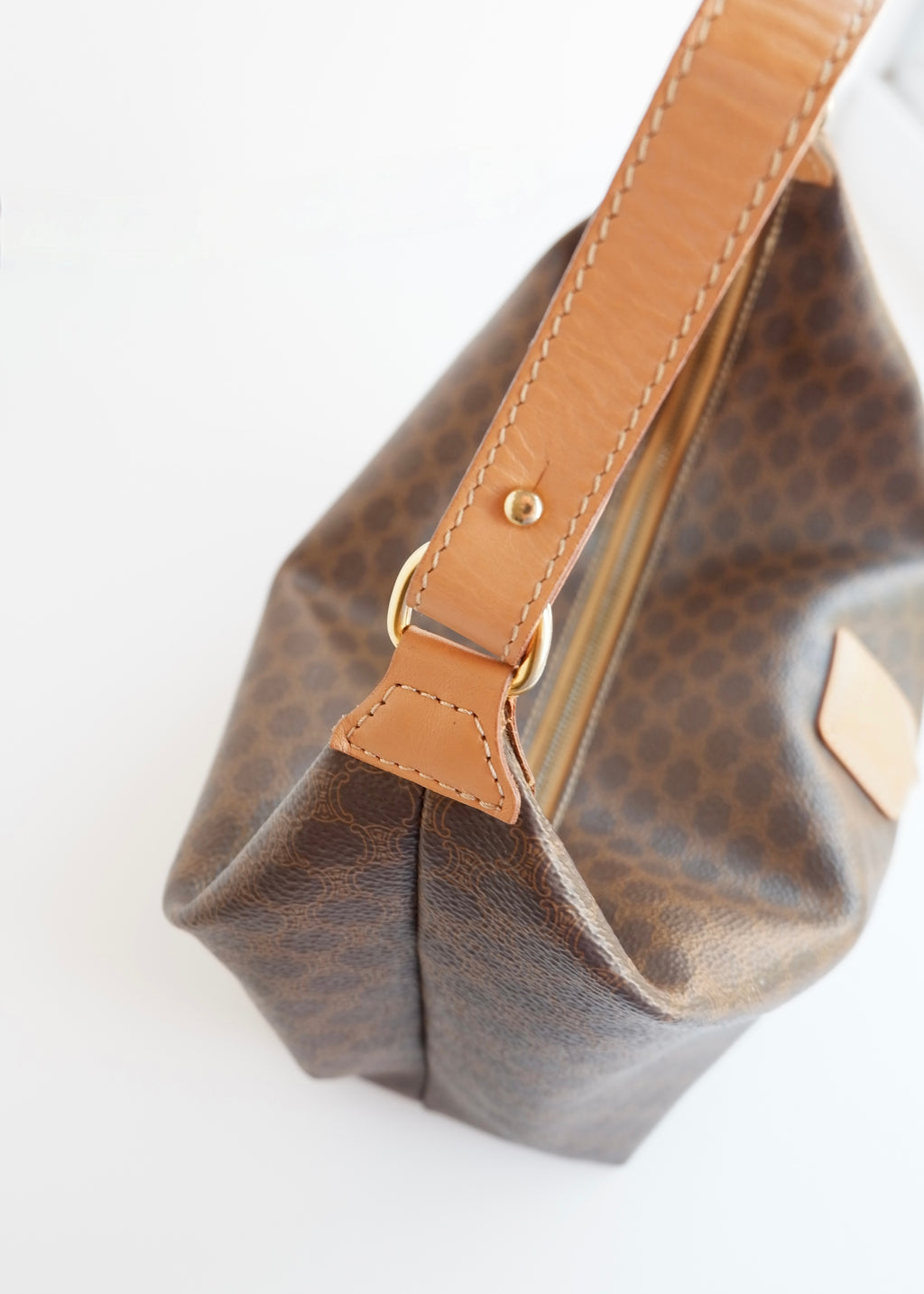 Preowned Vintage Celine Brown Macadam Print Shoulder Bag
