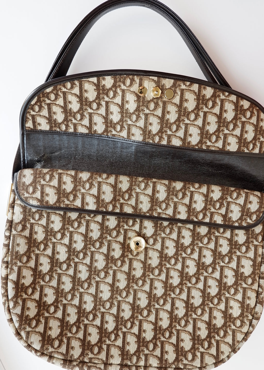 Preowned Vintage Dior Brown Trotter Shoulder Bag