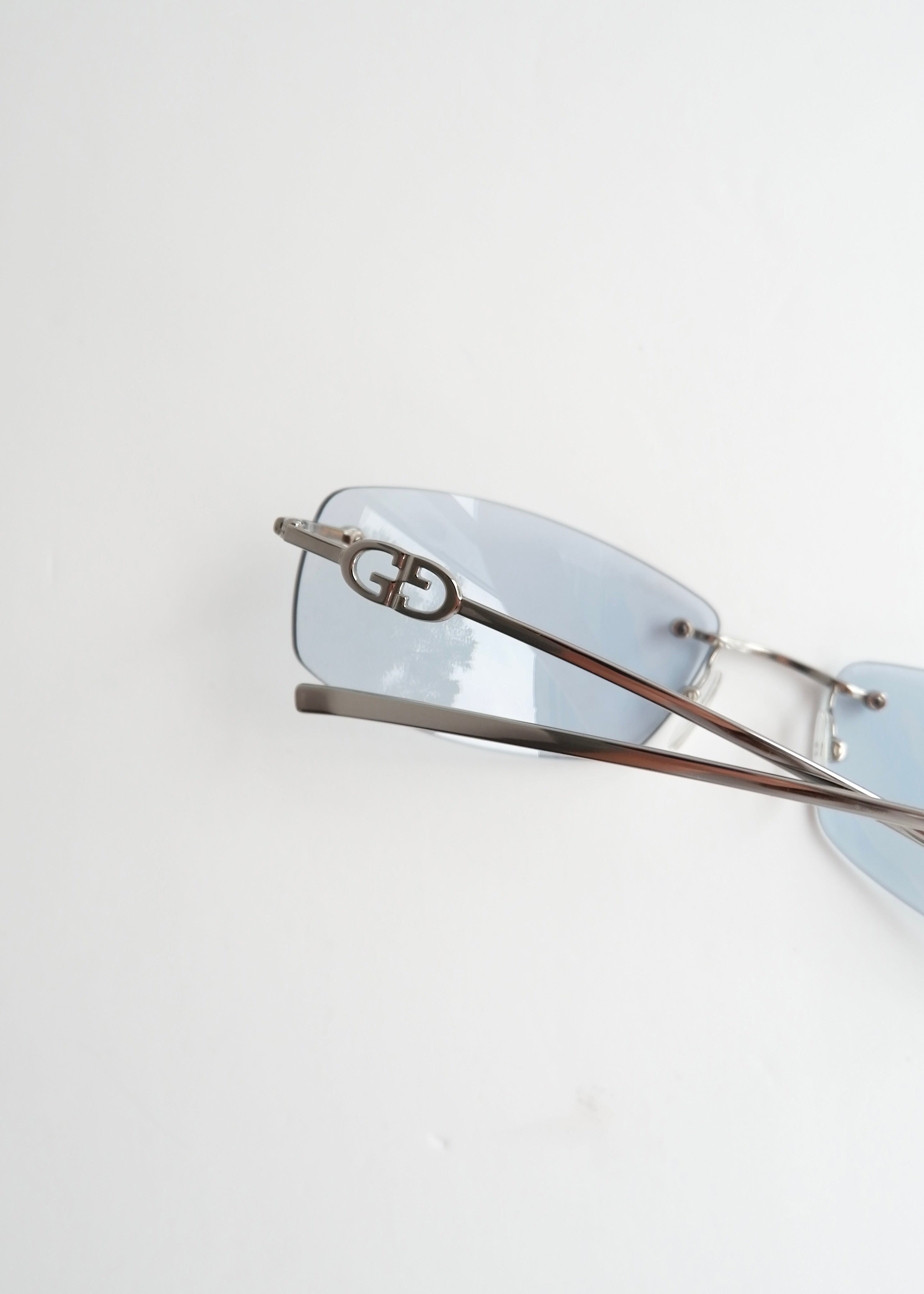 Authentic Preowned Vintage Gucci Light Blue Clear Lense Sunglases