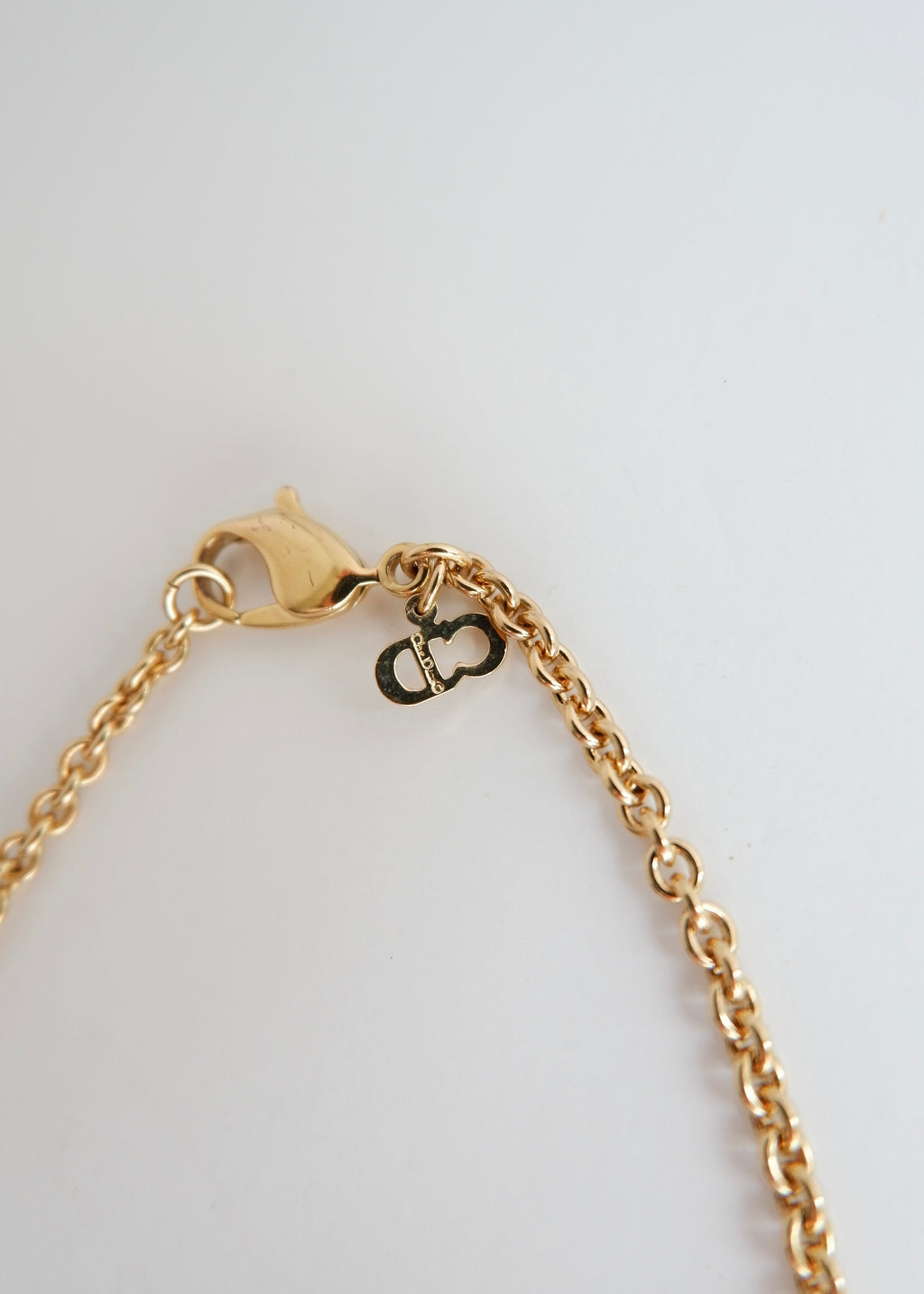 Preowned Vintage Dior Gold Tone Logo Necklace