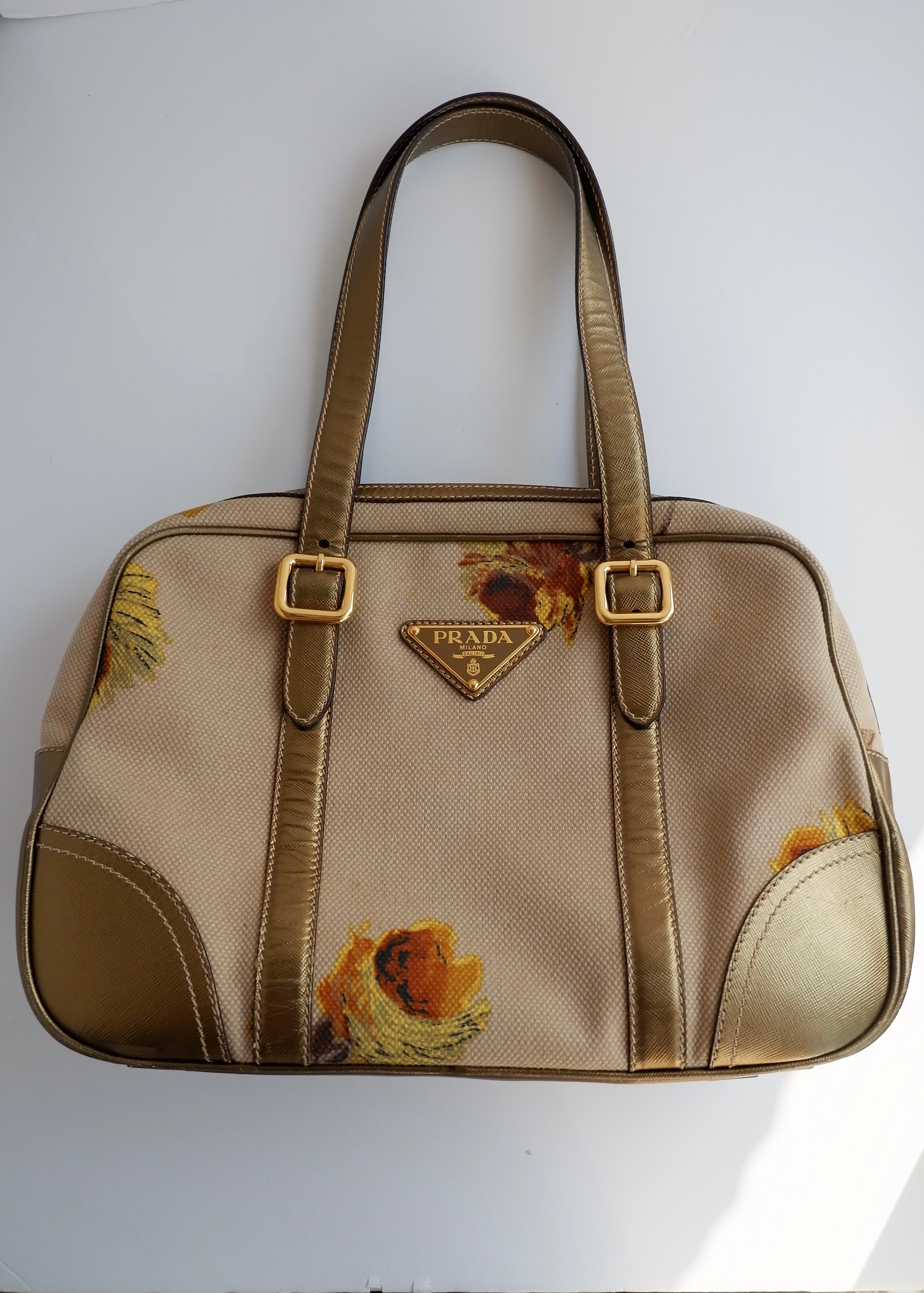 Authentique Sac Bauletto Prada St. Rose Beige/Doré d'occasion