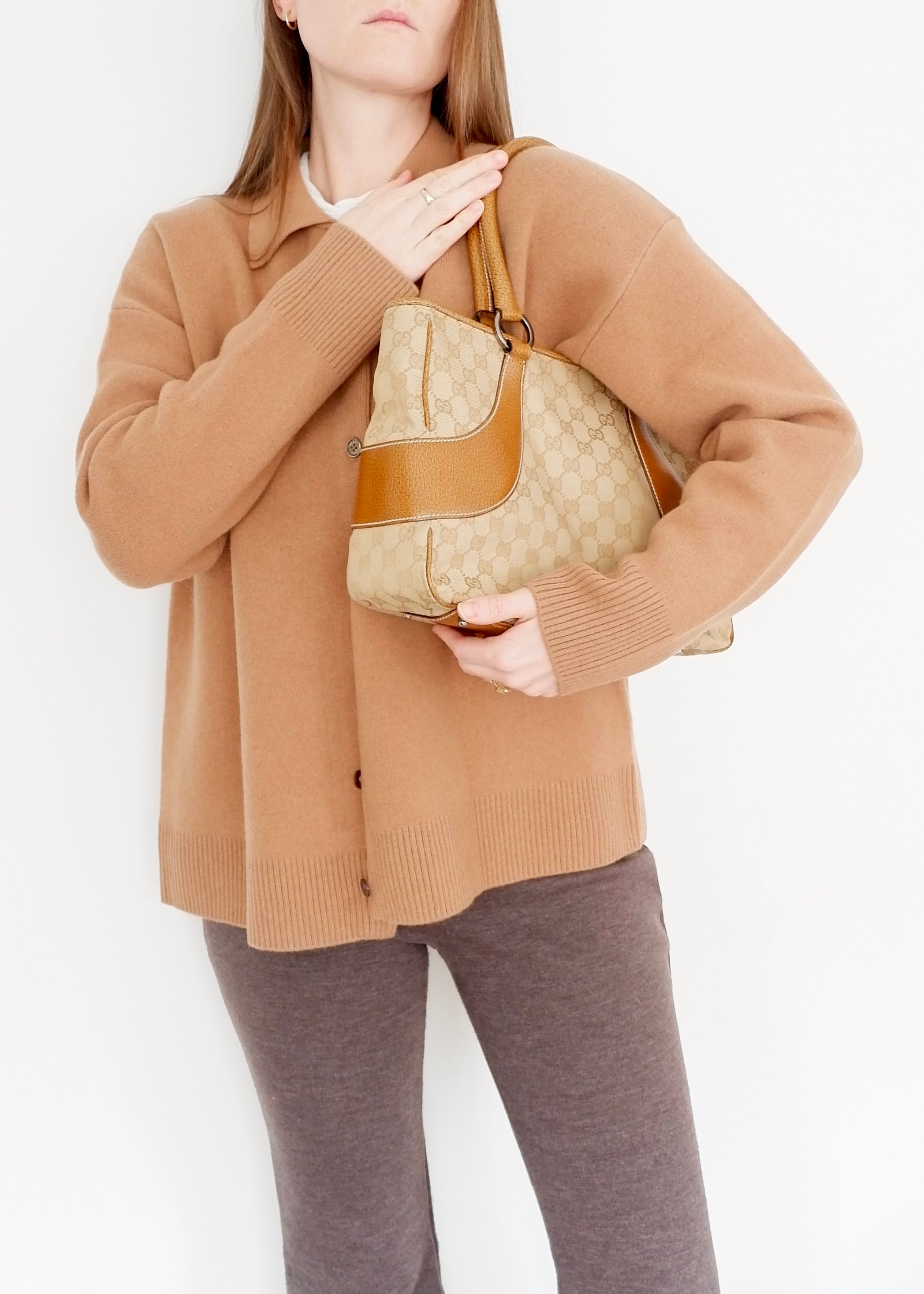 Authentic Preowned Gucci Caramel Brown GG Canvas Shoulder Bag