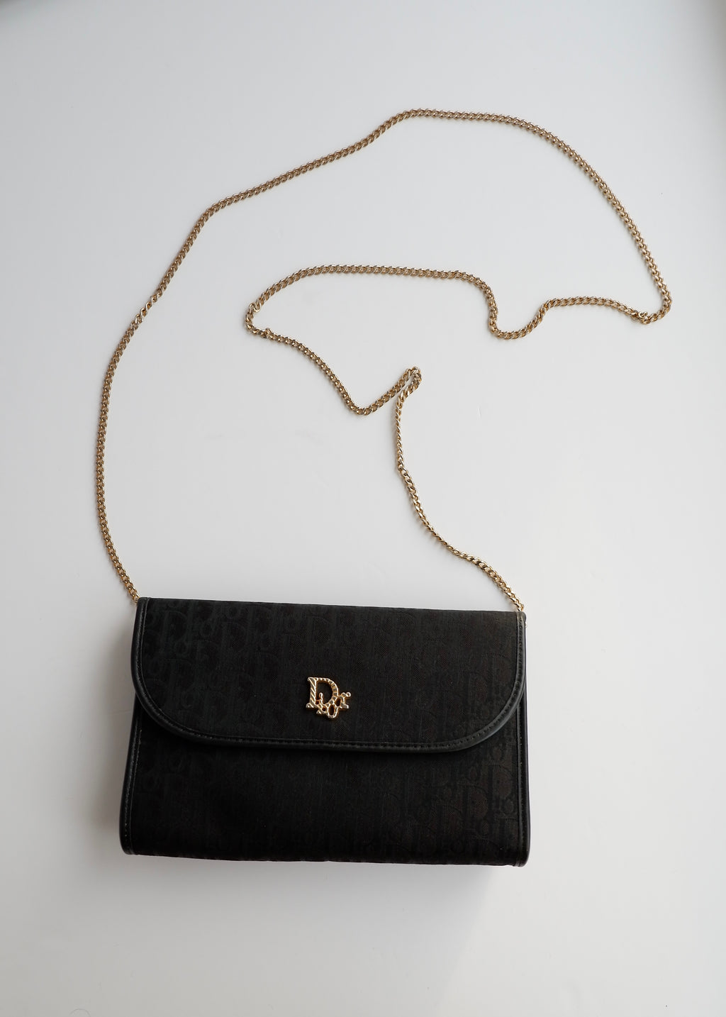 Sac bandoulière vintage Dior Trotter noir chaîne d'occasion Authenti