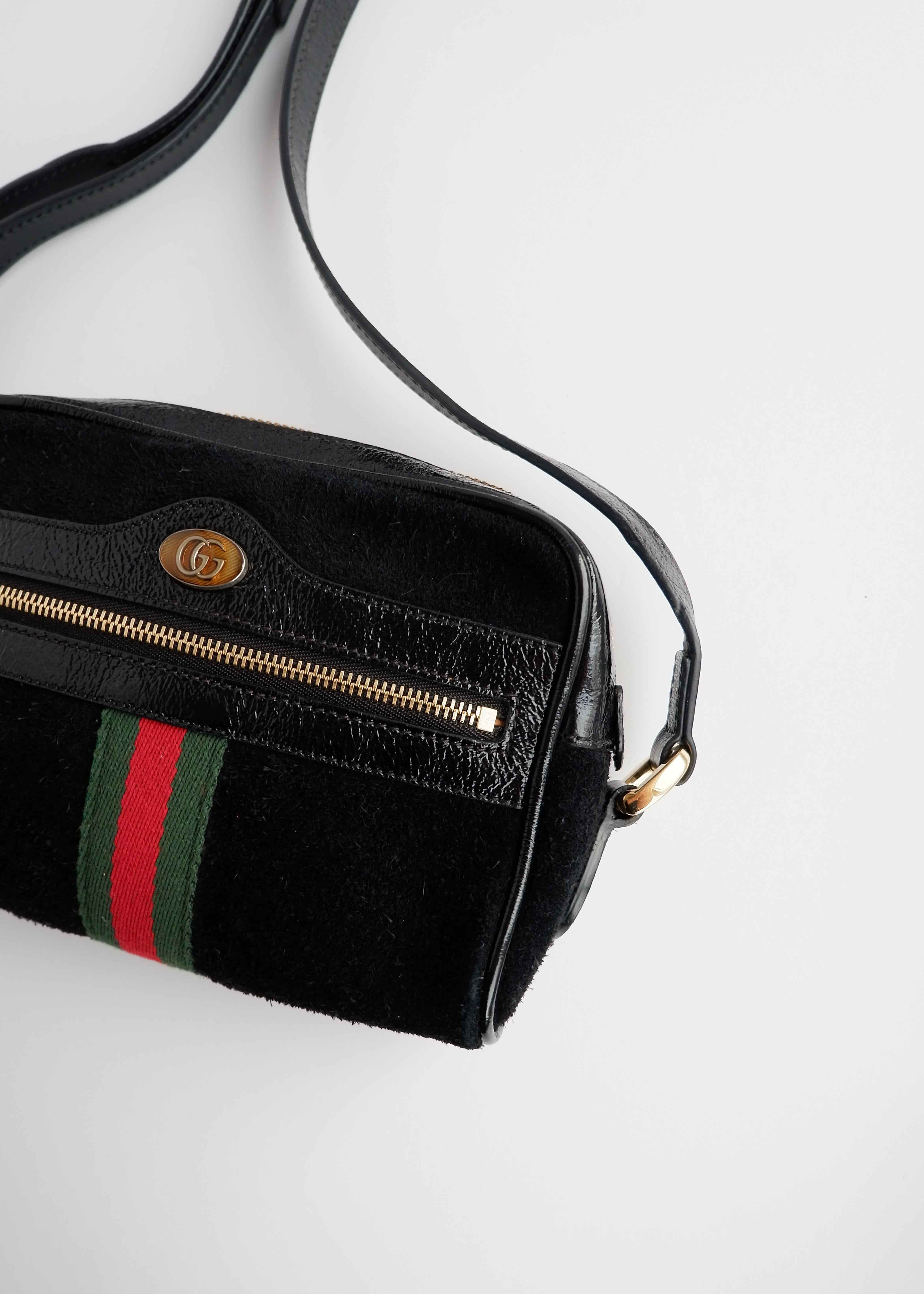 Authentic Preowned Gucci Black Suede Ophidia Mini Crossbody Bag