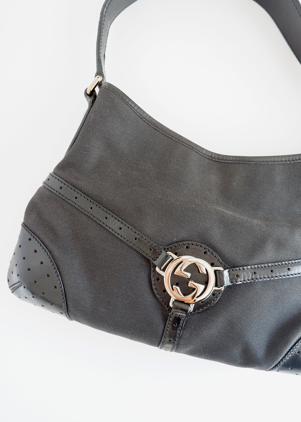 Authentic Preowned Gucci Black Canvas/Leather G Dollar Shoulder Bag
