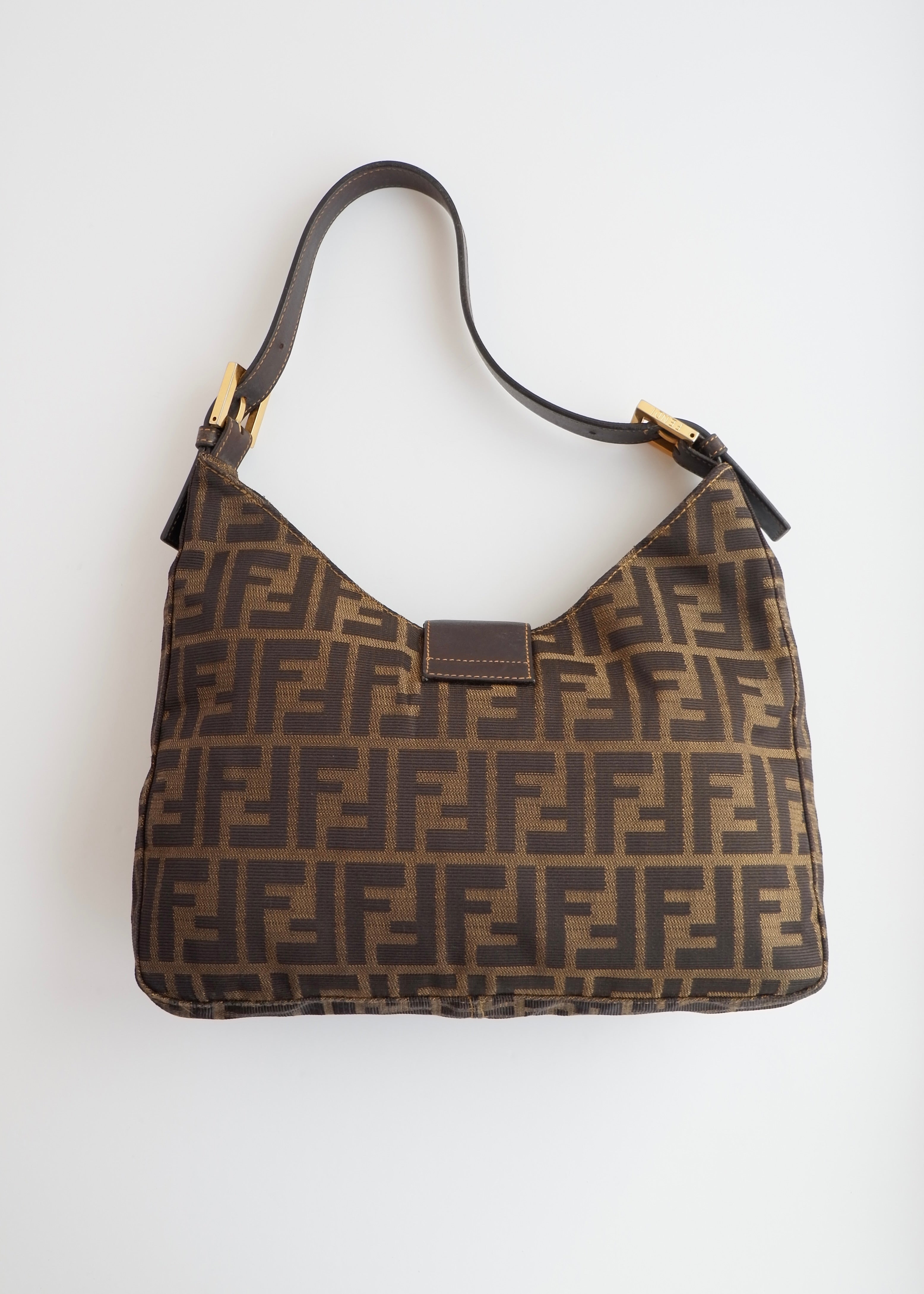 Authentic Preowned Fendi Brown Canvas Zucca Hobo Shoulder Bag