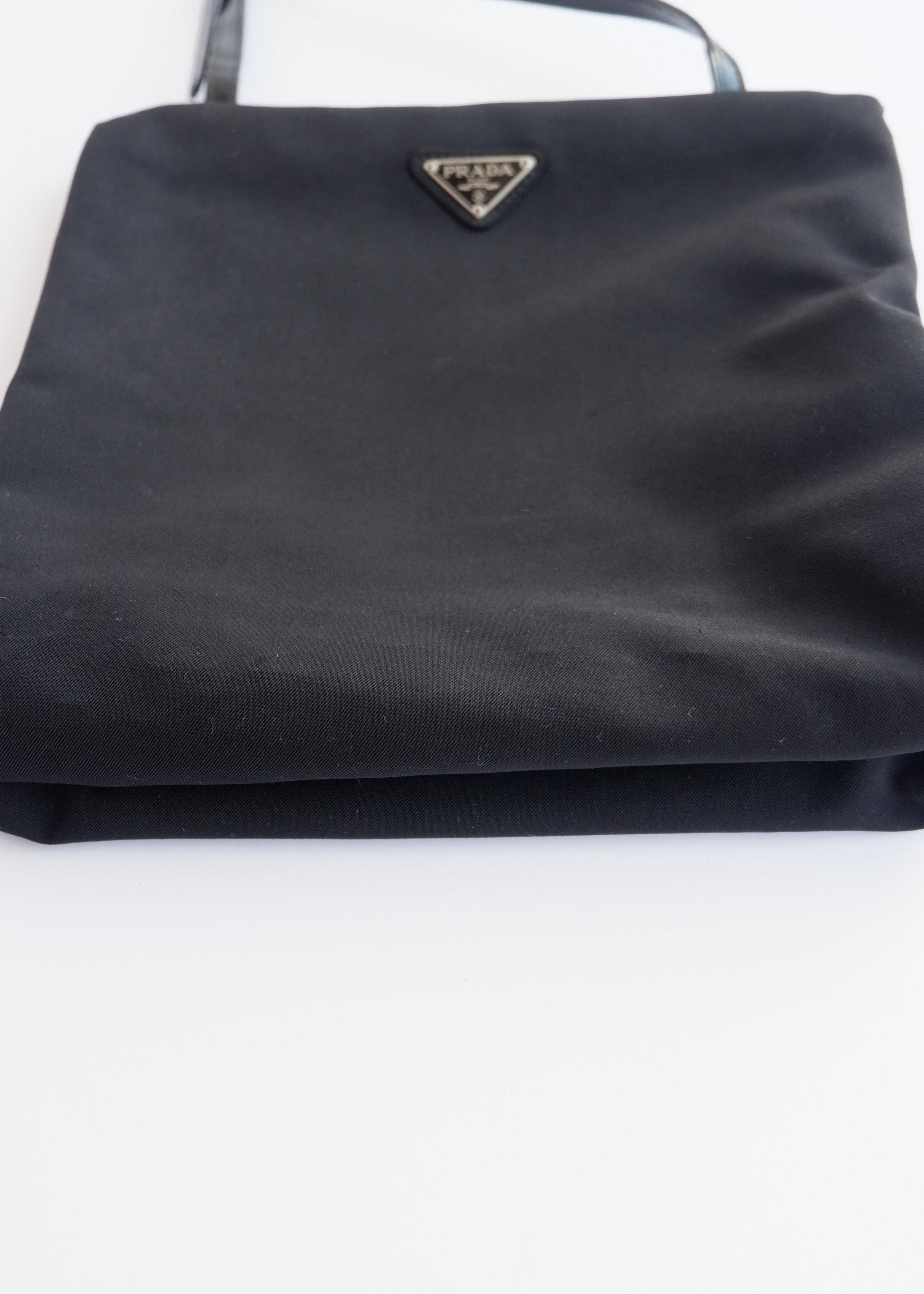 Authentic Preowned Prada Black Fabric Long Strap Kisslock Shoulder Bag