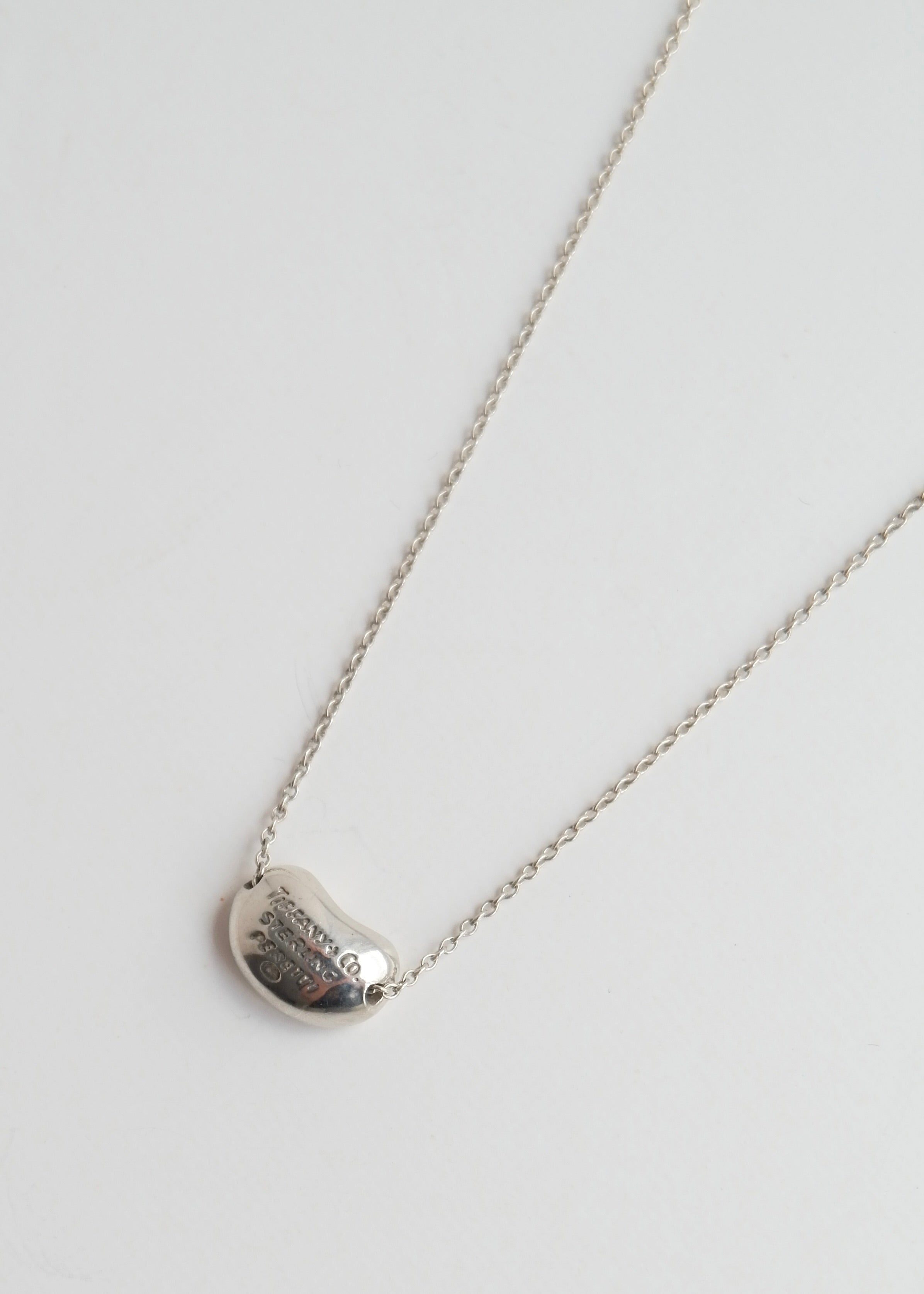 Authentic Preowned Tiffany (925) Silver Small Bean Necklace with Box