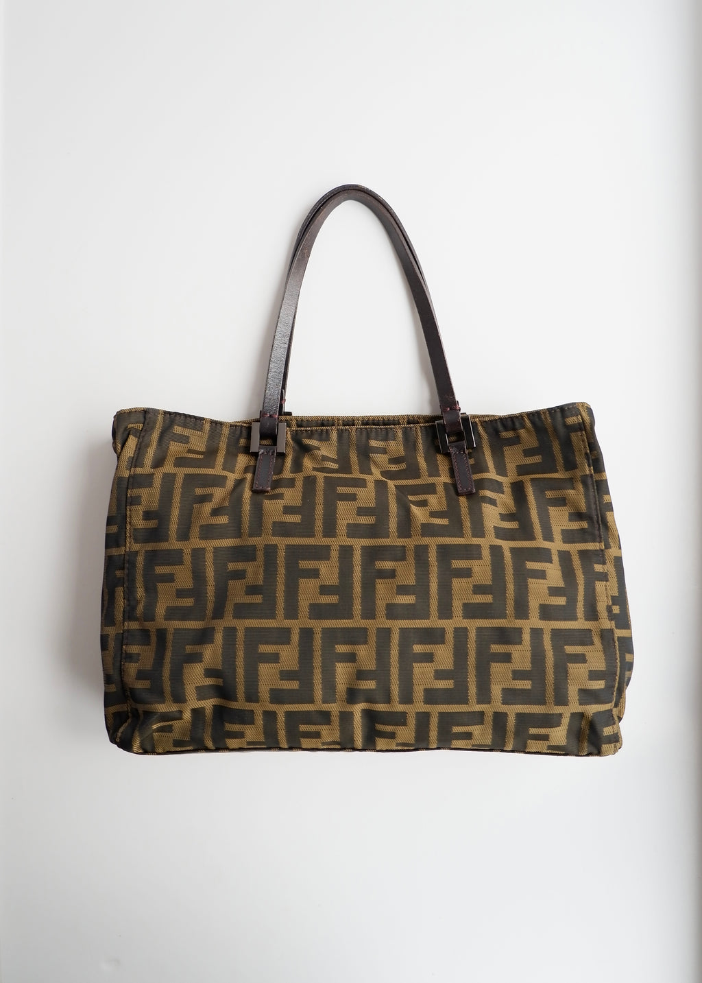 Authentic Preowned Vintage Fendi Brown Zucca Canvas Handbag