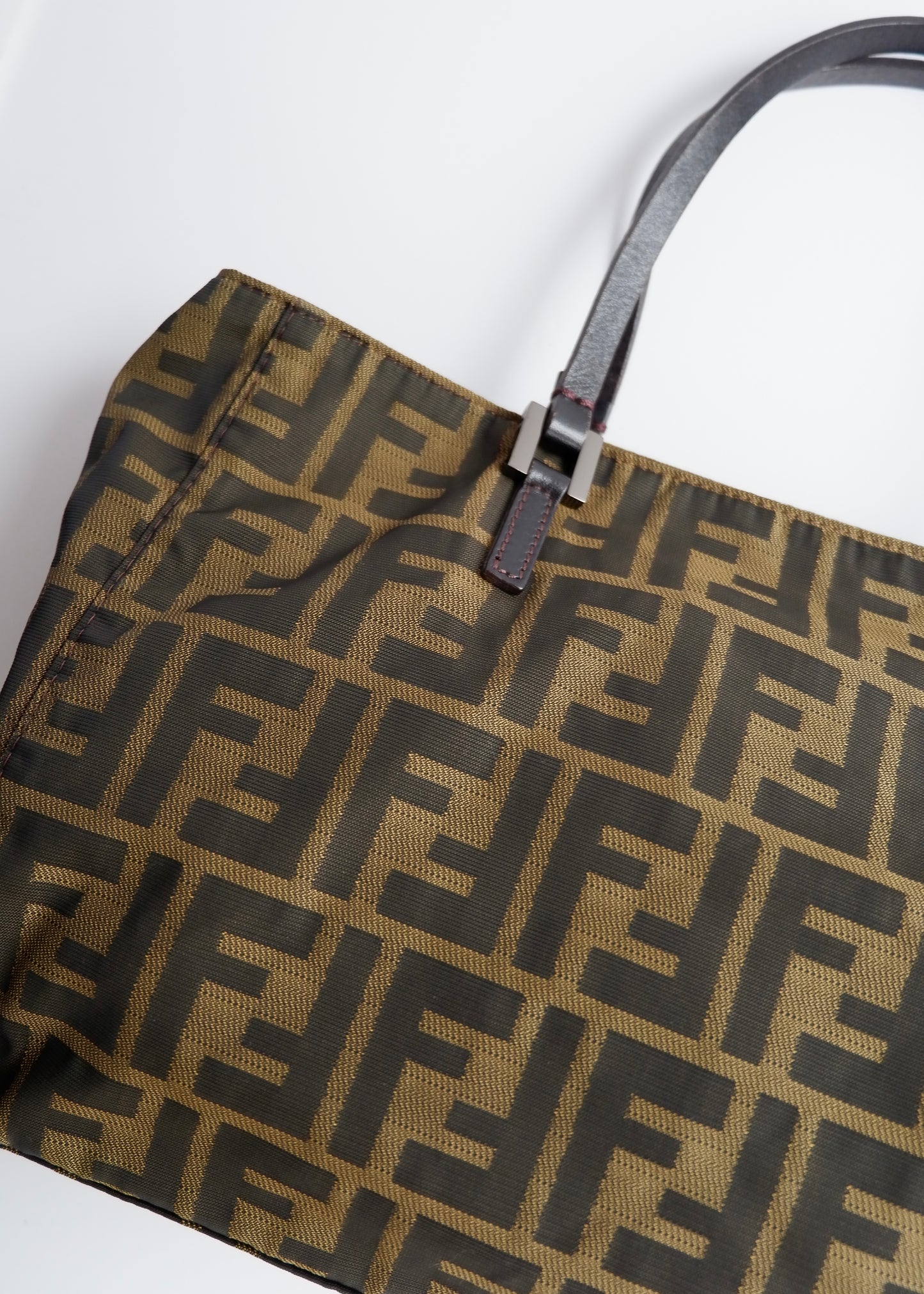 Authentic Preowned Vintage Fendi Brown Zucca Canvas Handbag