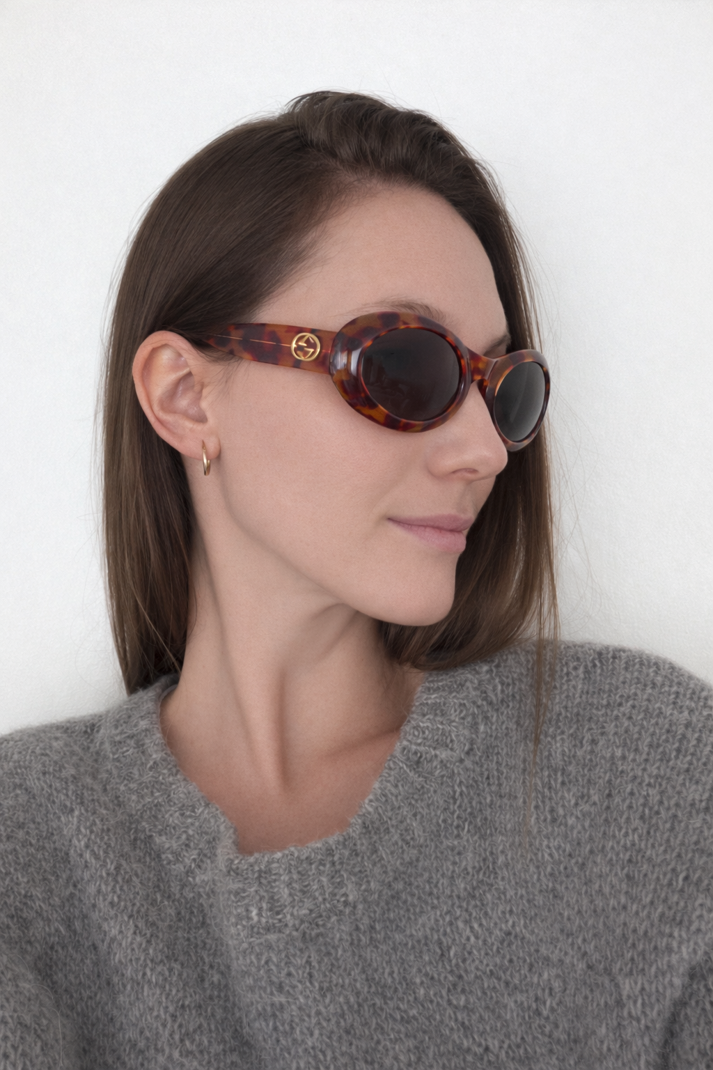 Authentic Preowned Vintage Gucci Brown Tortoise Round Frame Sunglasses