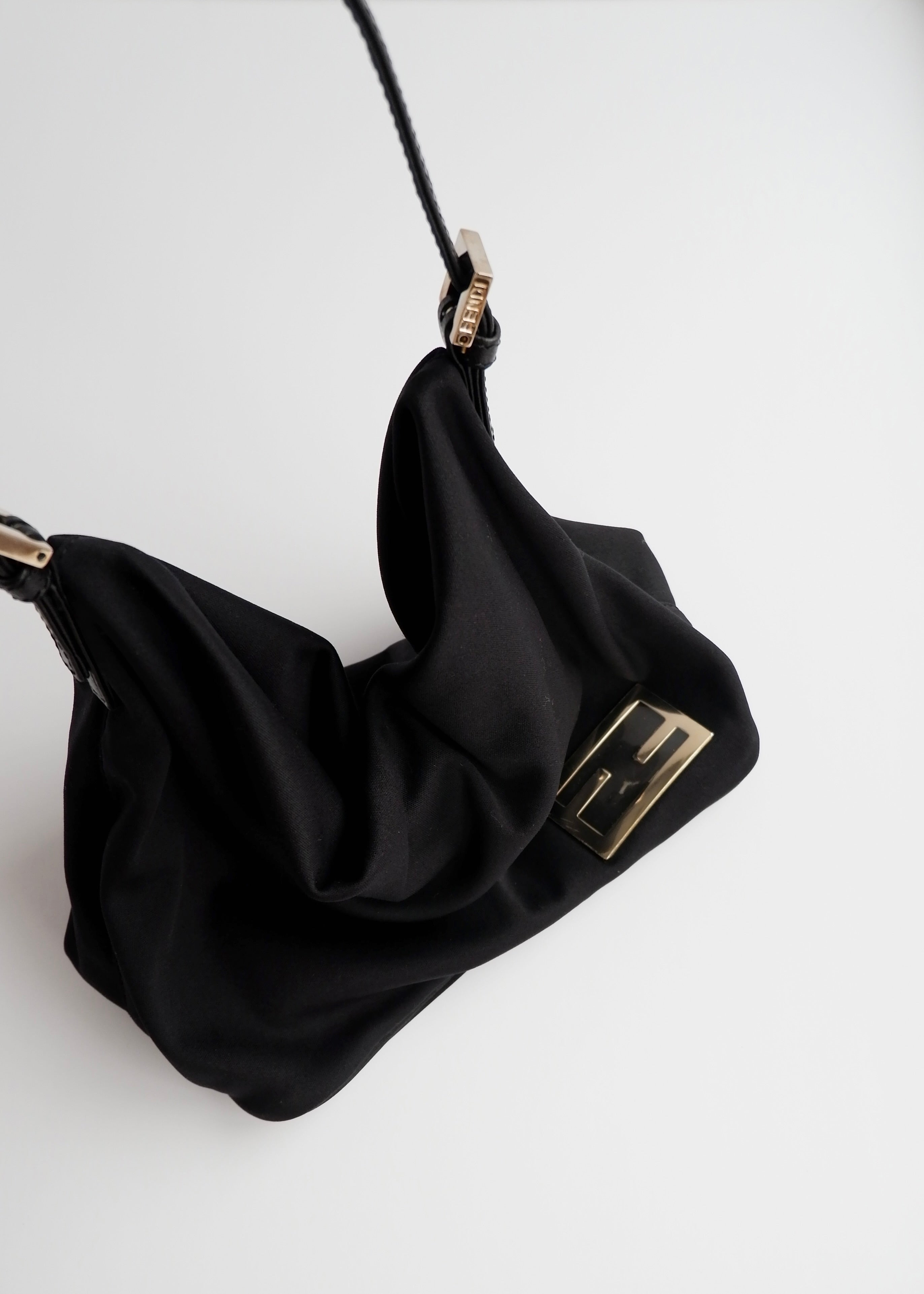 Authentic Preowned Fendi Black Neoprene Hobo Shoulder Bag
