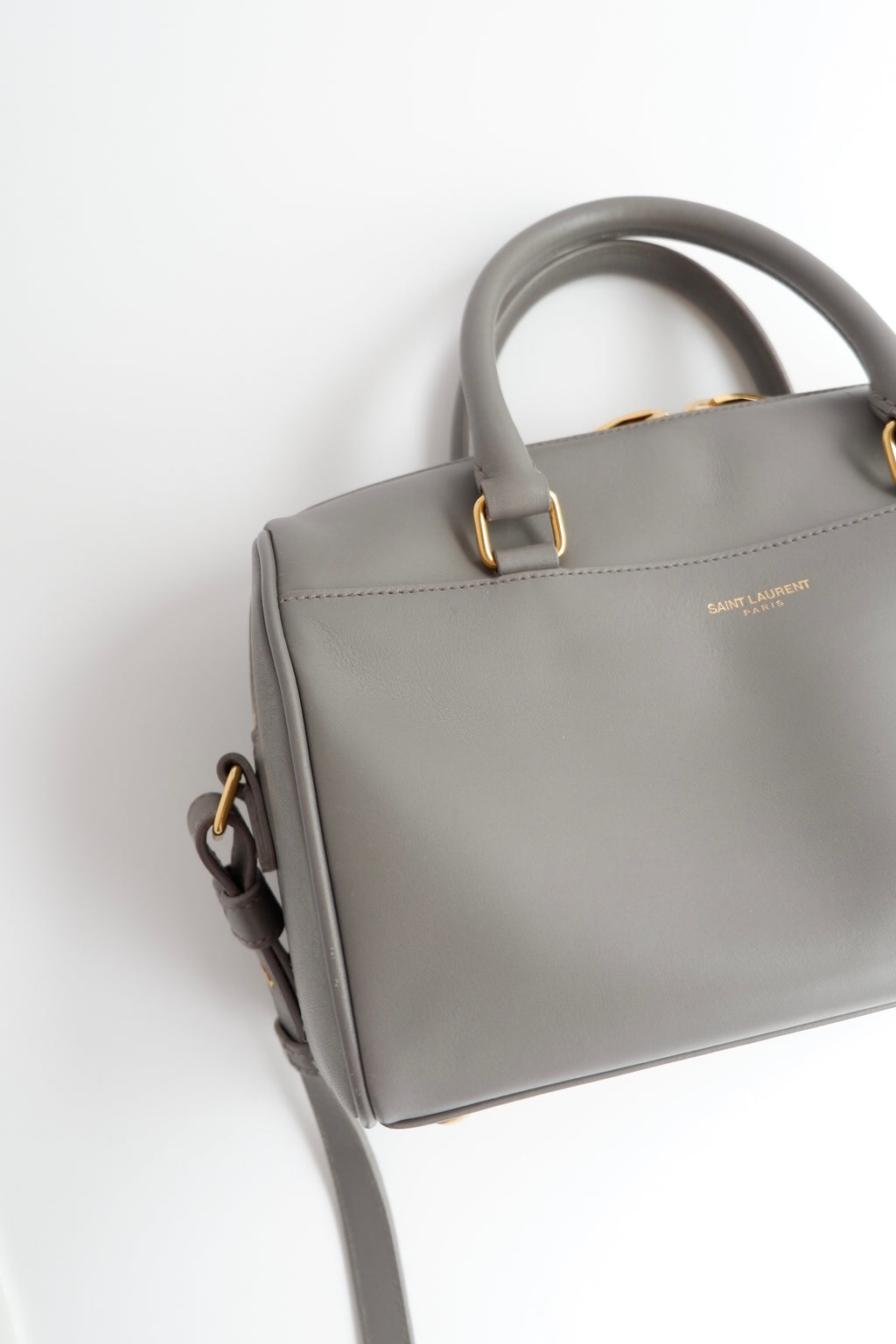 Authentic Preowned Saint Laurent Grey Leather Baby Two Way Duffle