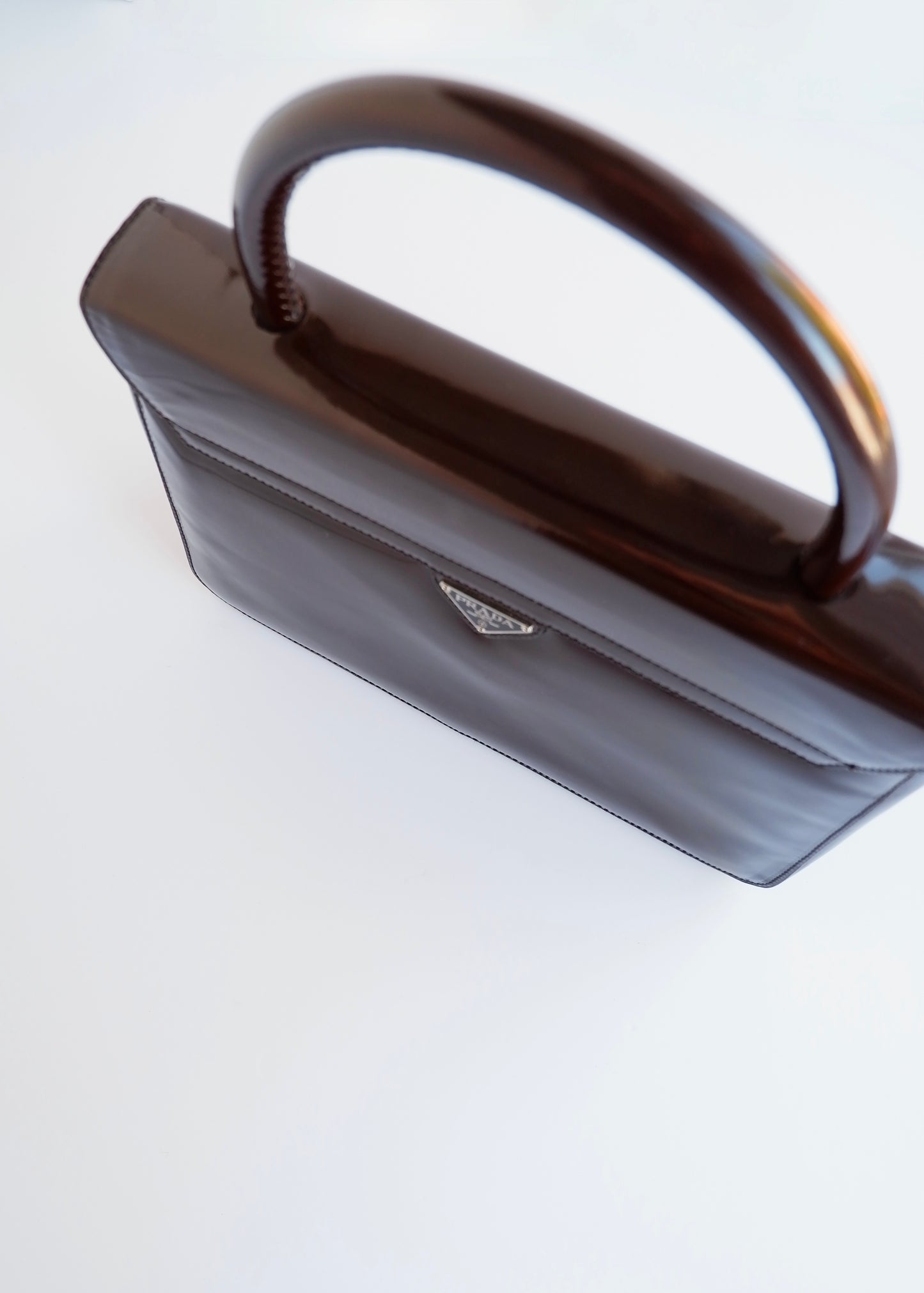 Authentic Preowned Prada Brown Patent Leather Top Handle Bag