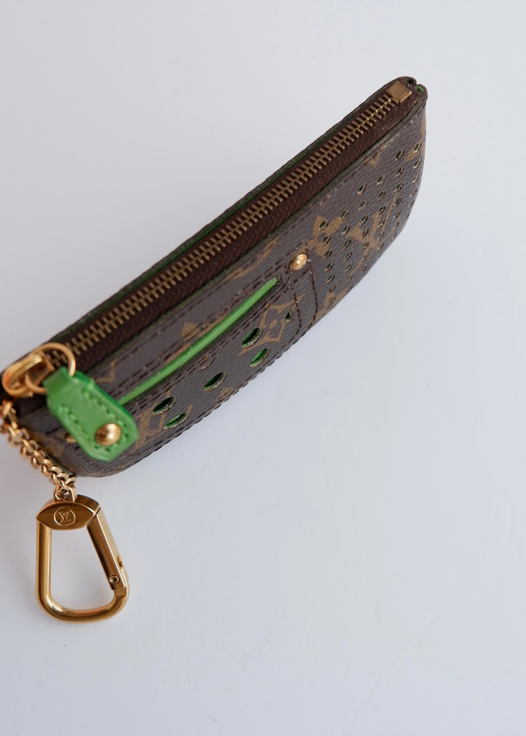 Authentic Preowned Louis Vuitton Limited Edition Monogram Green Perforated Pochette Cle