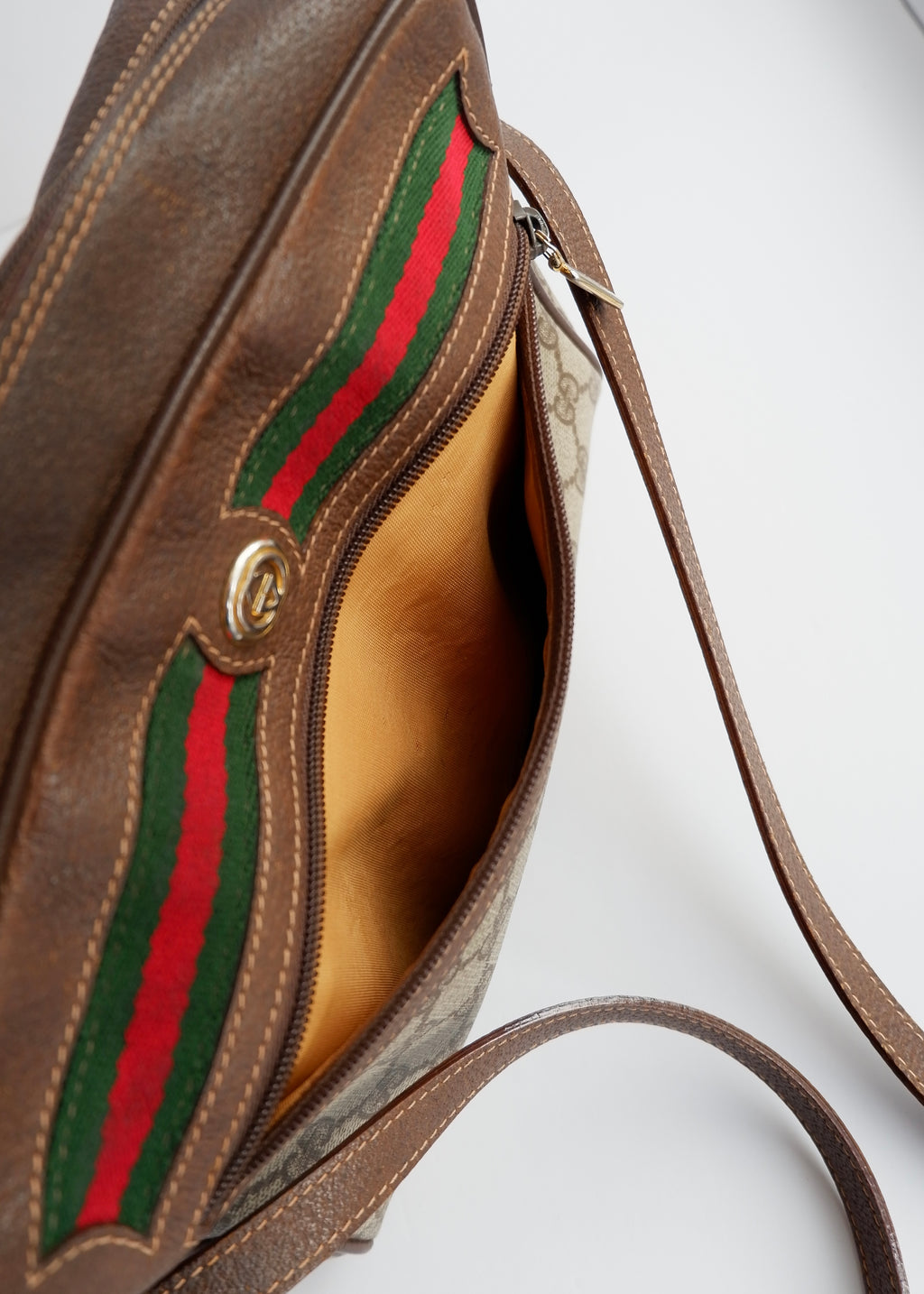 Authentic Preowned Vintage Gucci Brown GG Coated Canvas Crossbody Bag