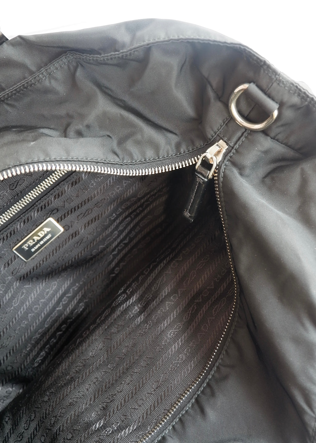 Preowned Prada Black Nylon/Leather Two Way Messenger Tote